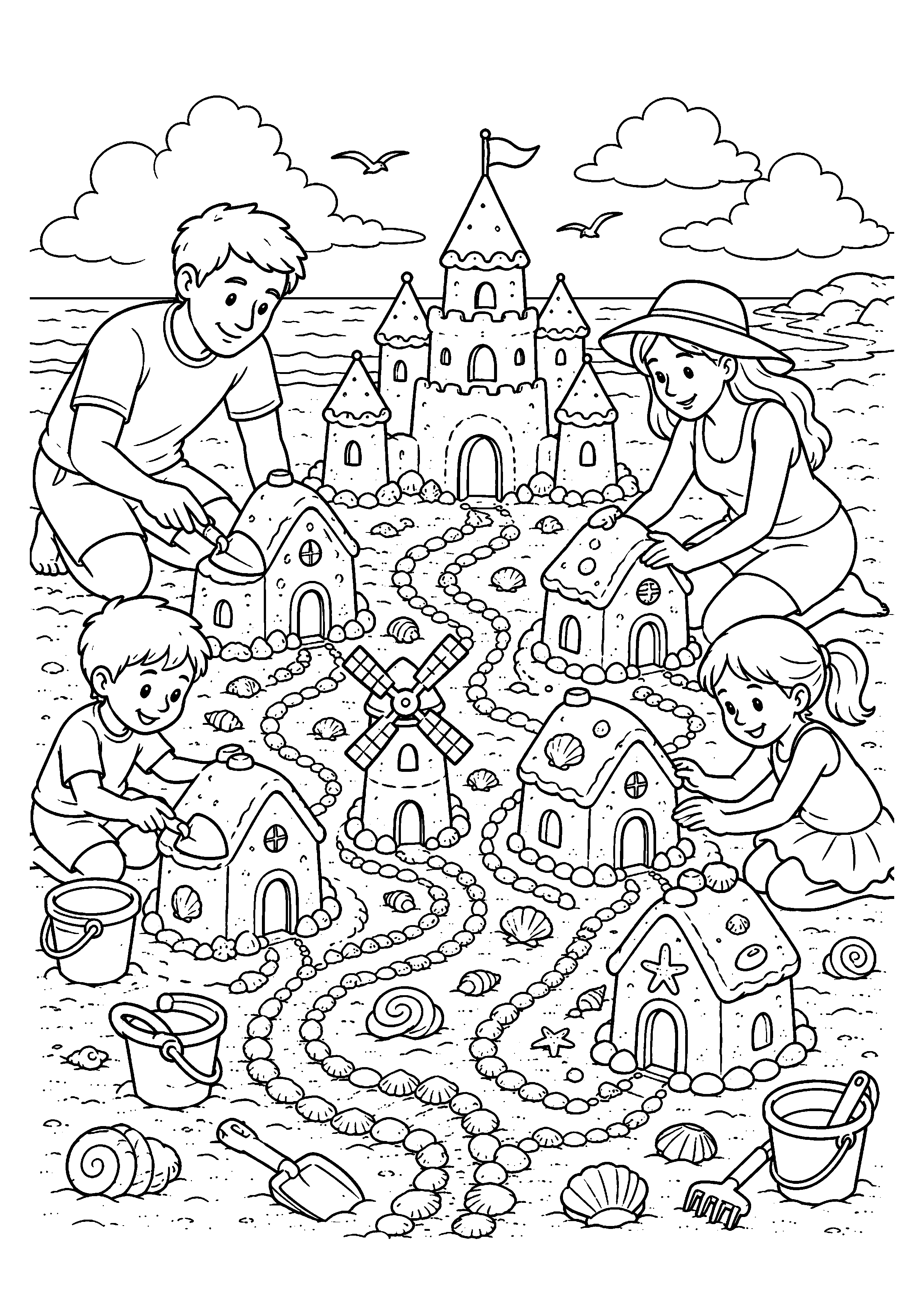 Coloriage château de sable à imprimer – dessin n°10
