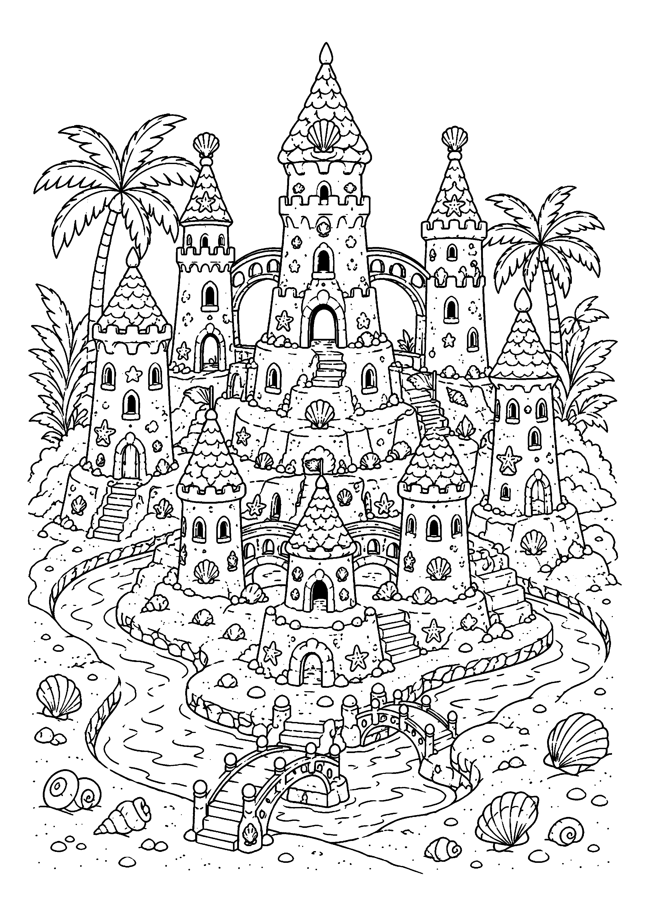 Coloriage château de sable à imprimer – dessin n°12