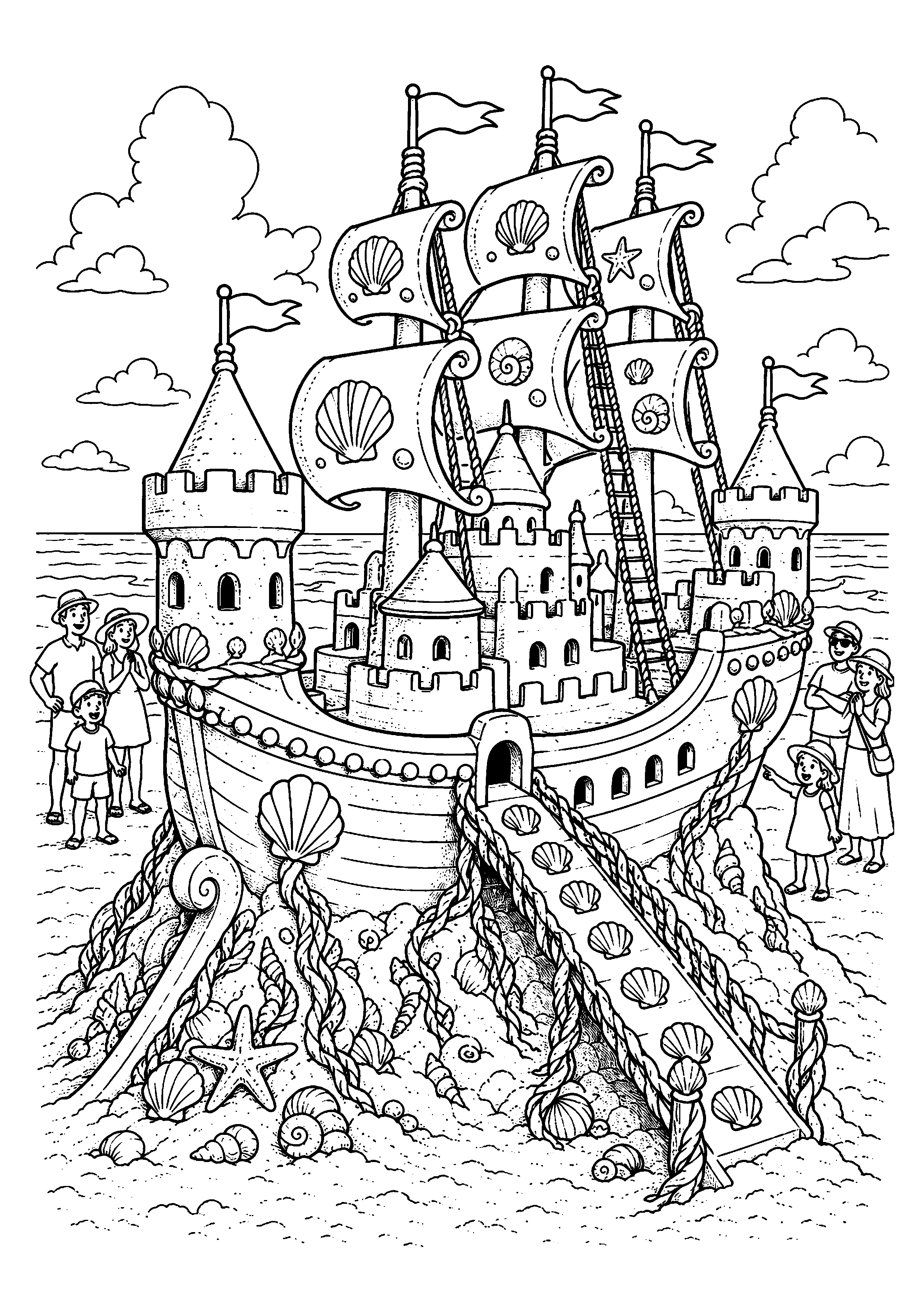 Coloriage château de sable à imprimer – dessin n°13