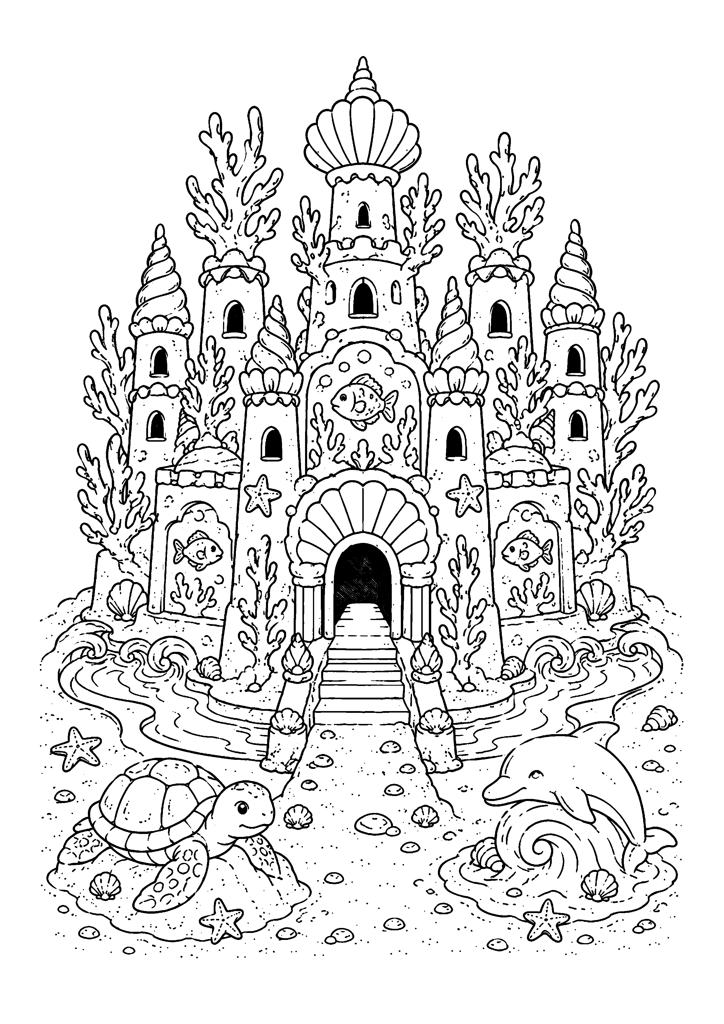 Coloriage château de sable à imprimer – dessin n°14