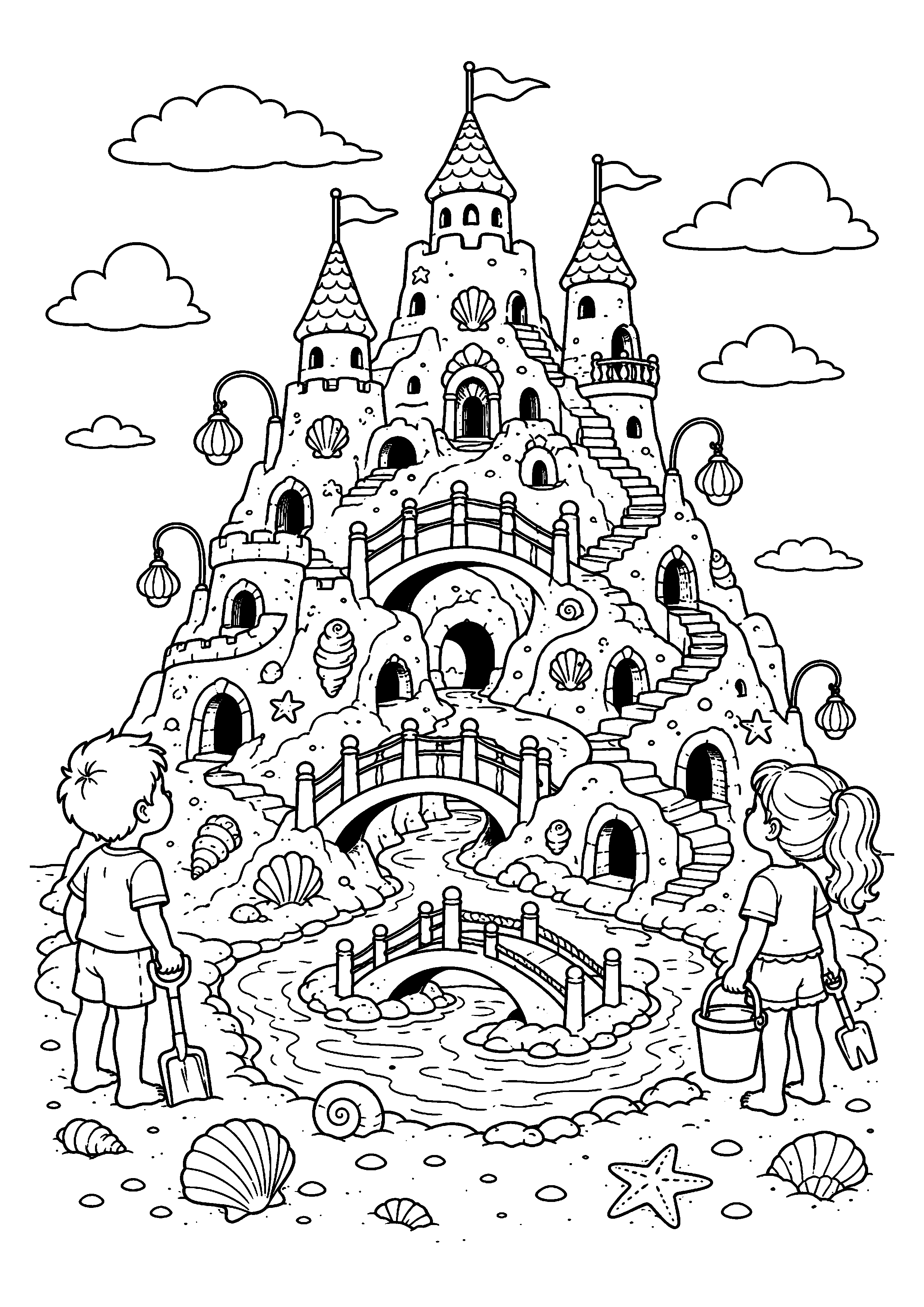 Coloriage château de sable à imprimer – dessin n°15