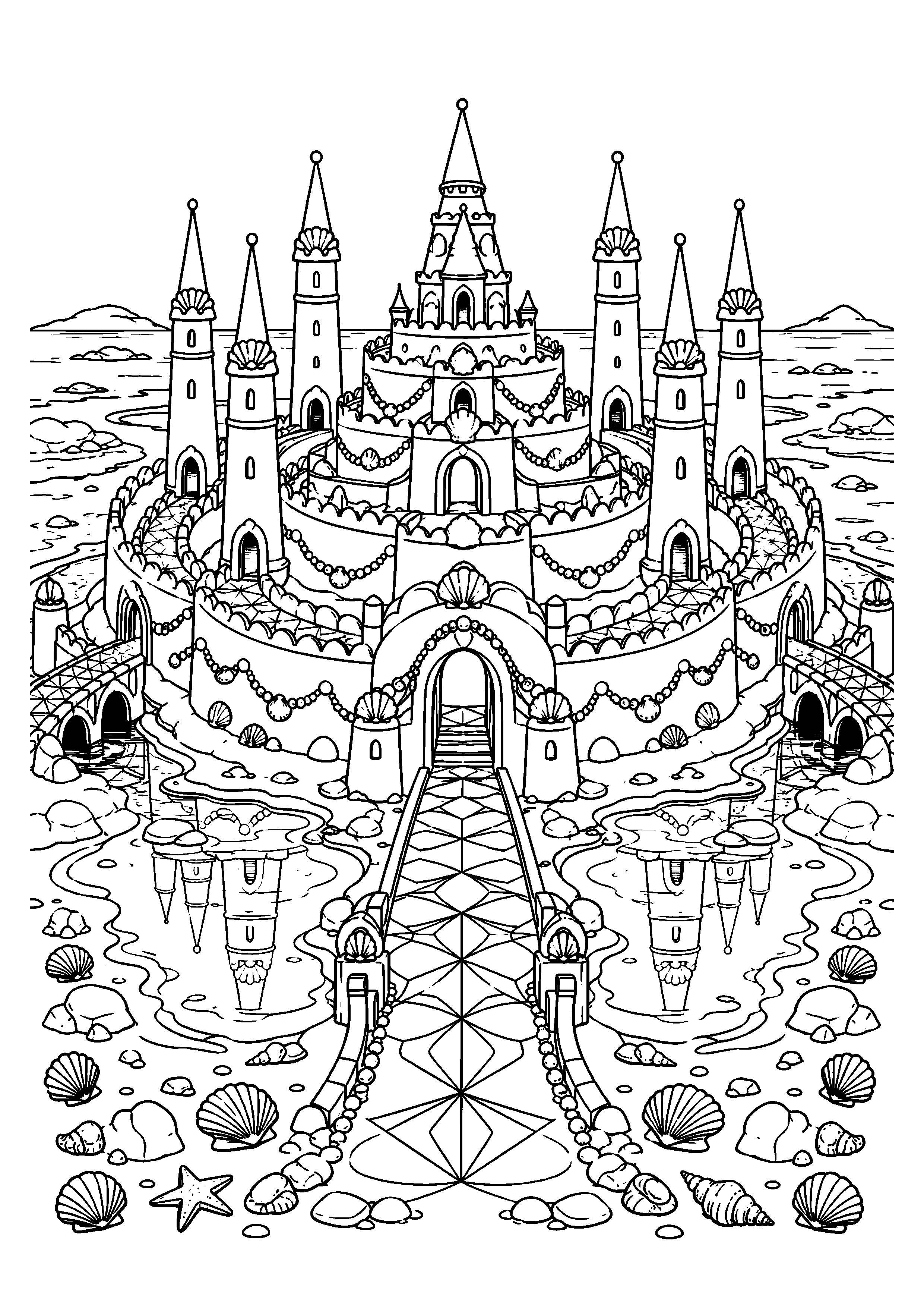 Coloriage château de sable à imprimer – dessin n°17