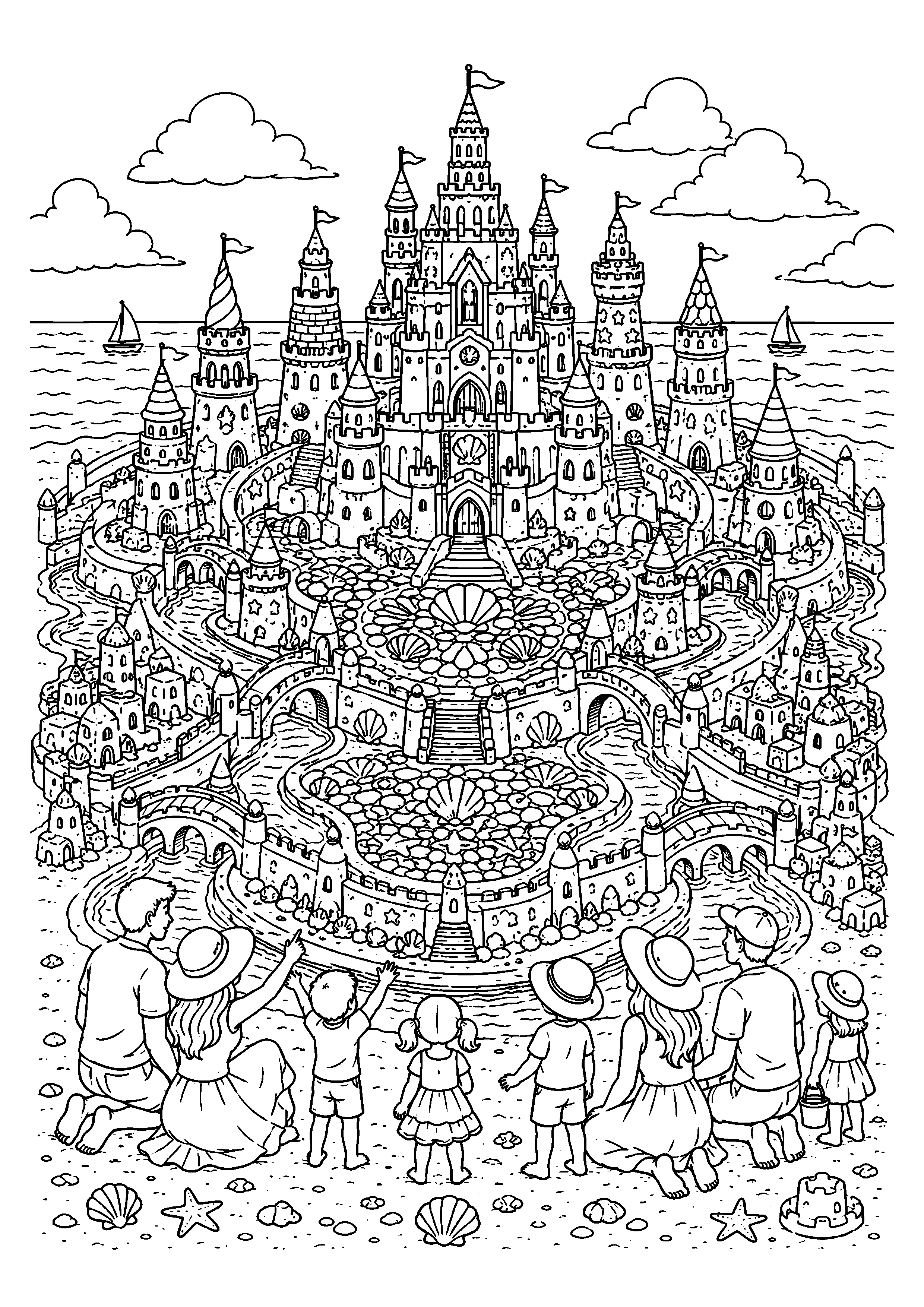 Coloriage château de sable à imprimer – dessin n°20
