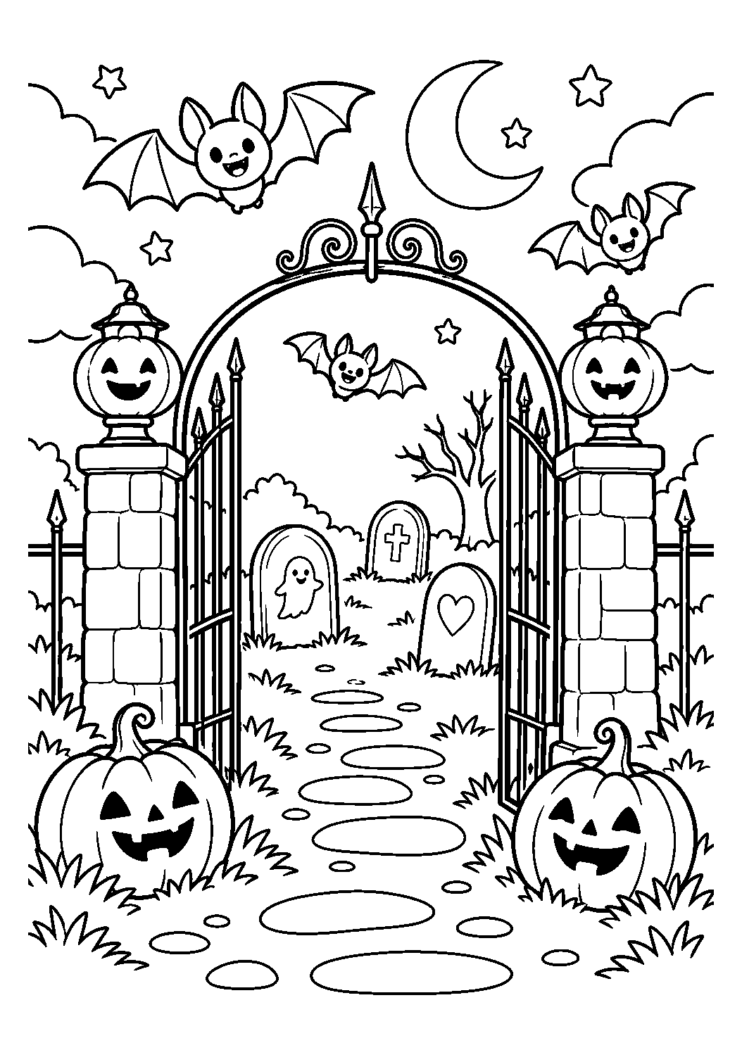 Coloriage Cimetière Halloween