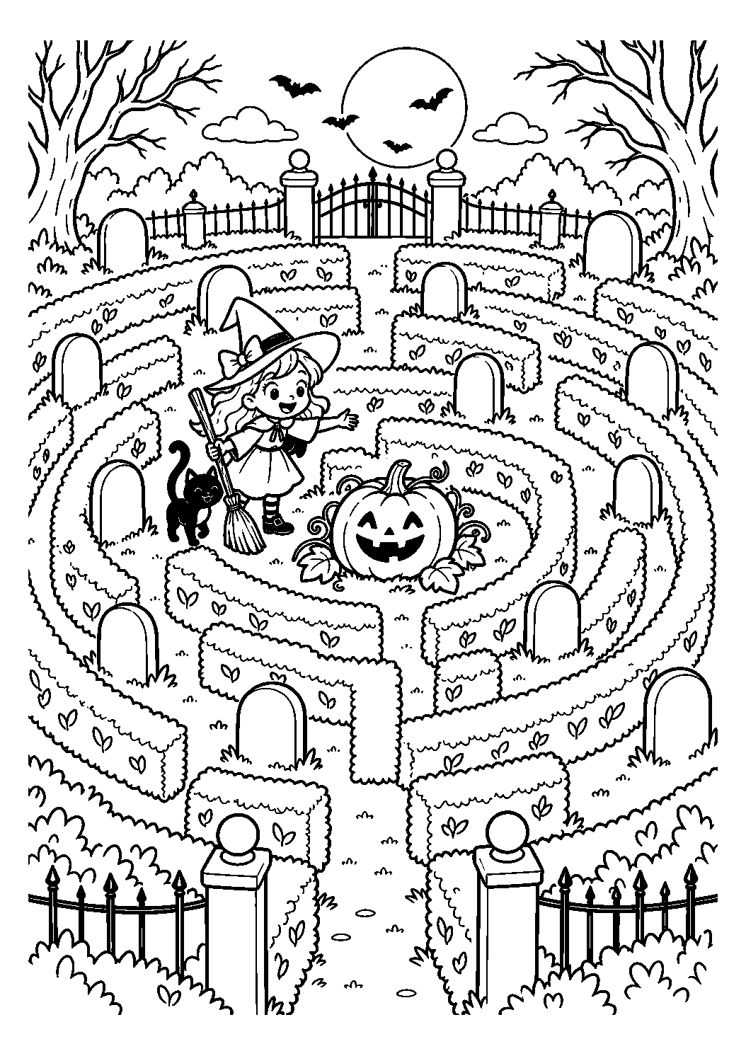 Labyrinthe du cimetière à imprimer et colorier