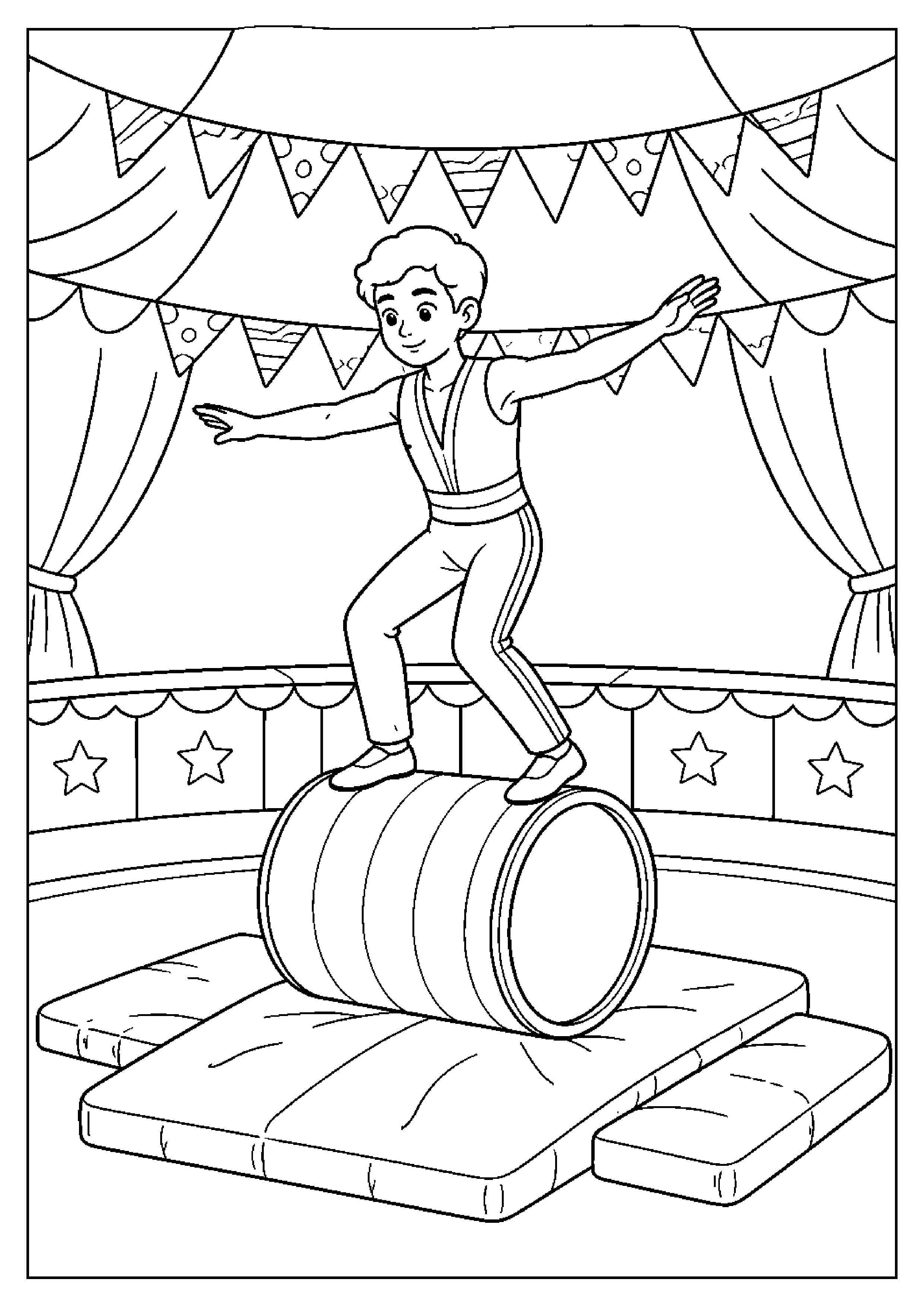 Coloriage cirque sans animaux à imprimer – dessin n°2