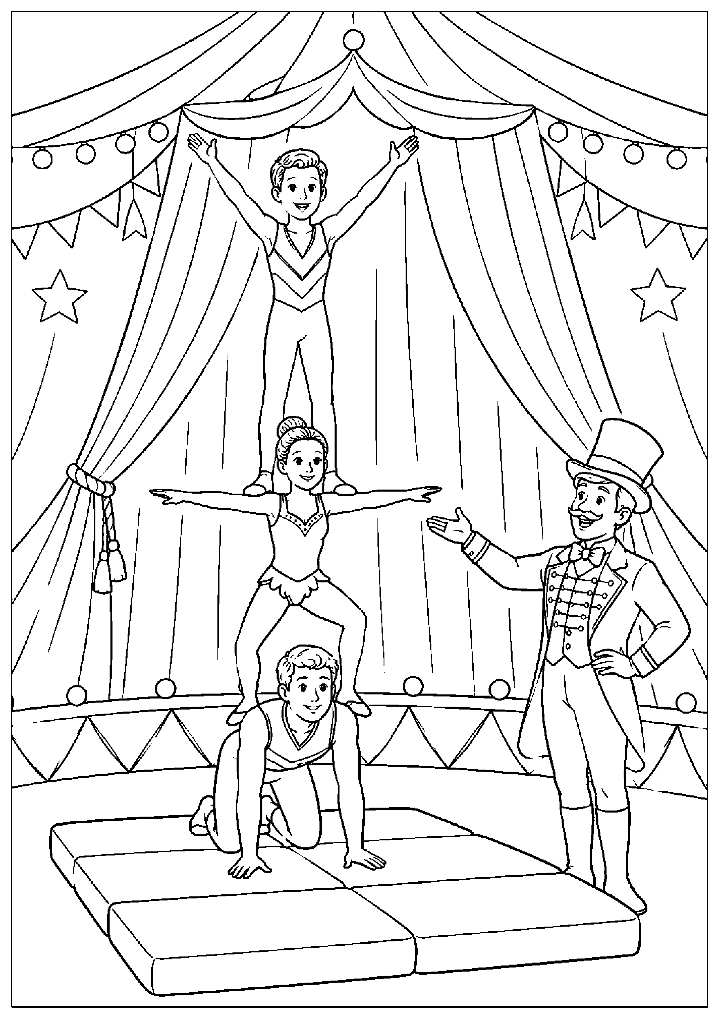 Coloriage cirque sans animaux à imprimer – dessin n°6