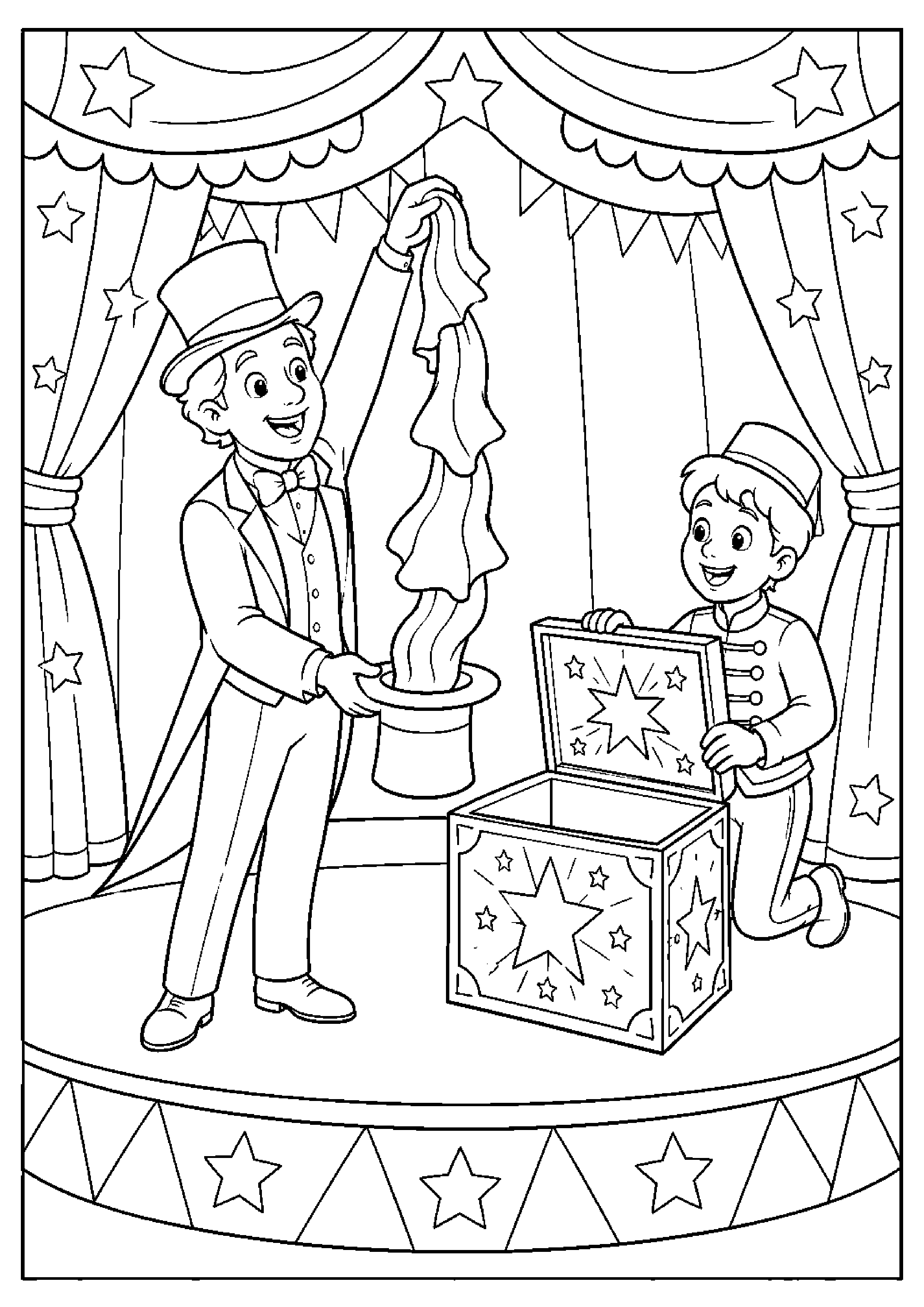Coloriage cirque sans animaux à imprimer – dessin n°7