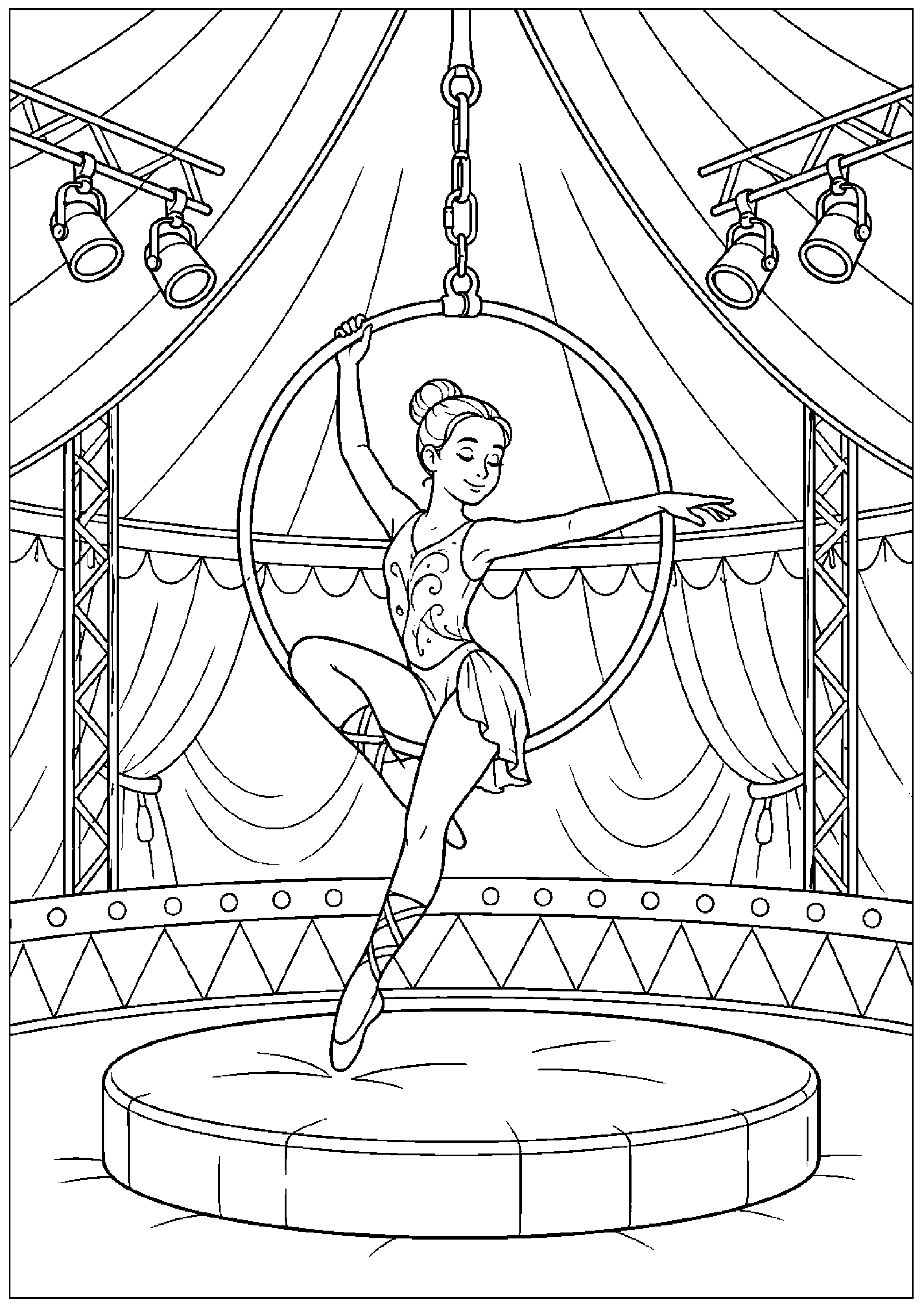Coloriage cirque sans animaux à imprimer – dessin n°8
