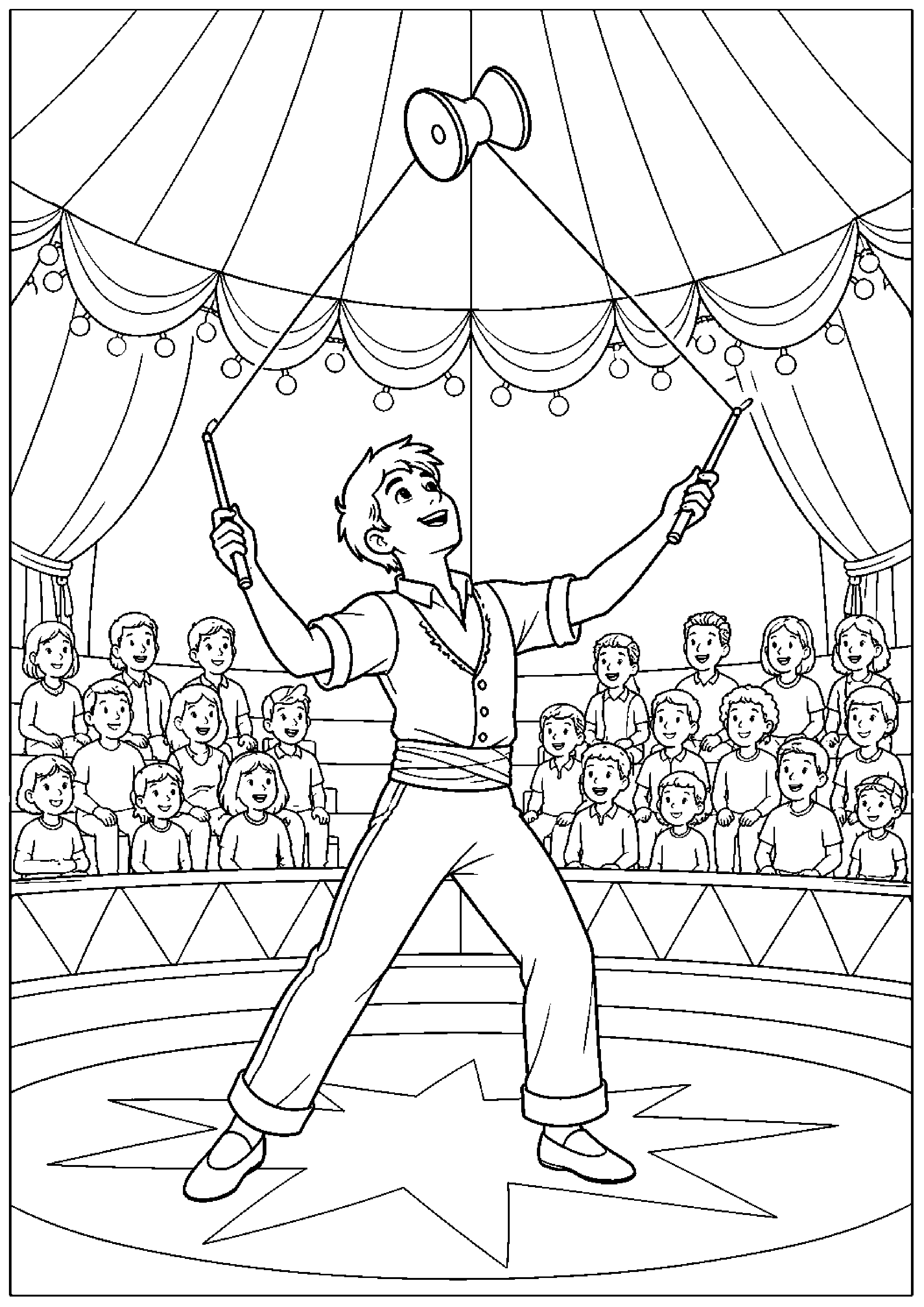 Coloriage cirque sans animaux à imprimer – dessin n°9
