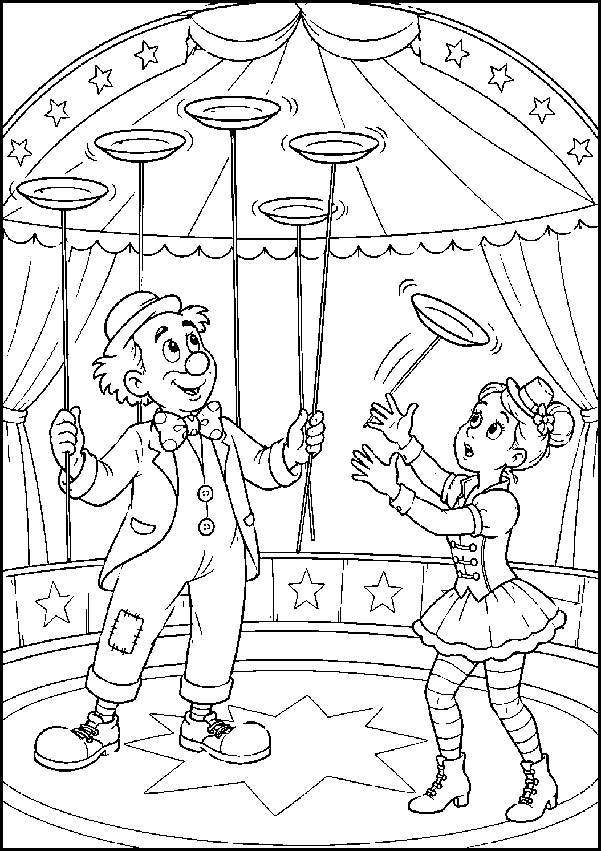 Coloriage cirque sans animaux à imprimer – dessin n°15