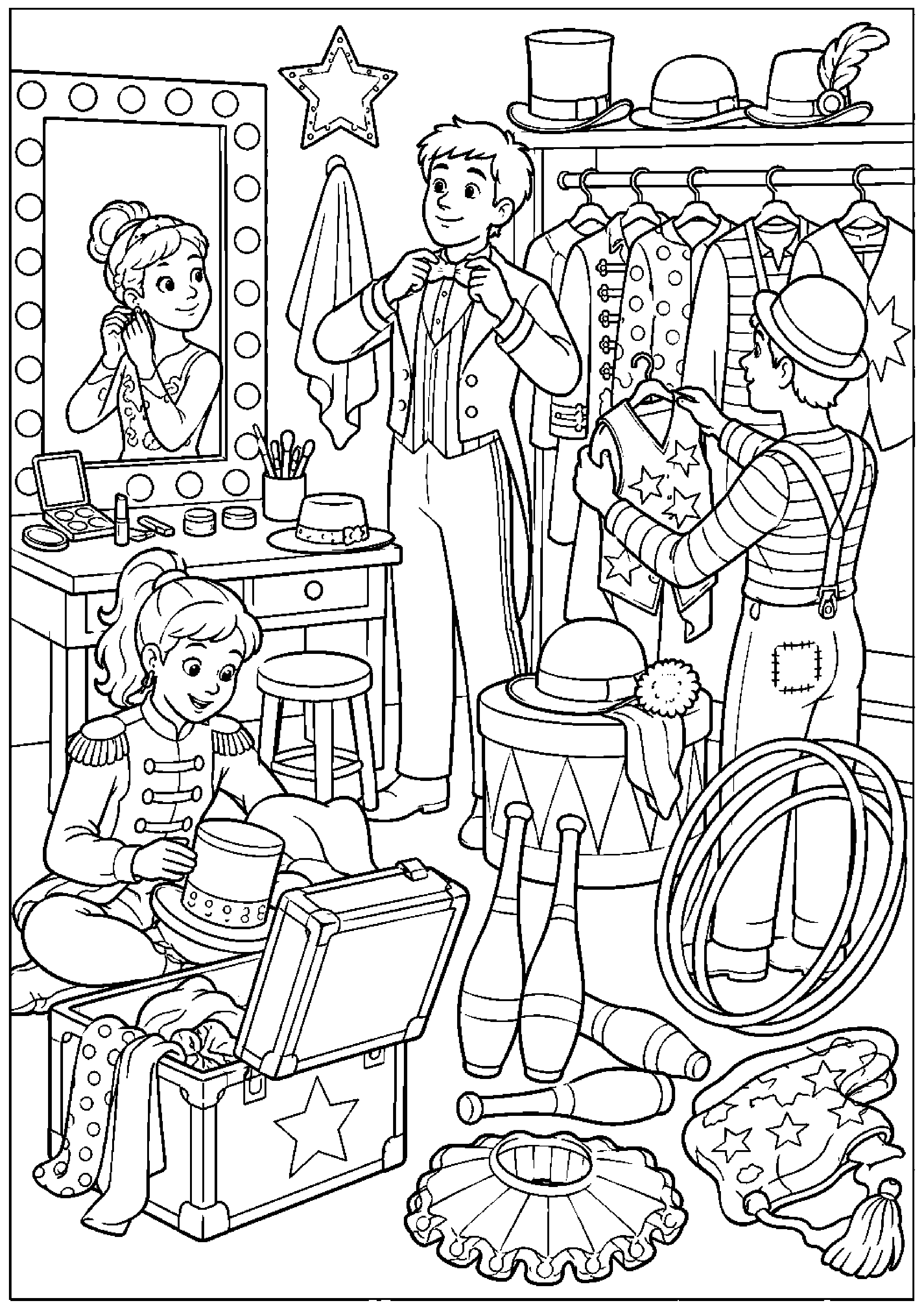 Coloriage cirque sans animaux à imprimer – dessin n°17