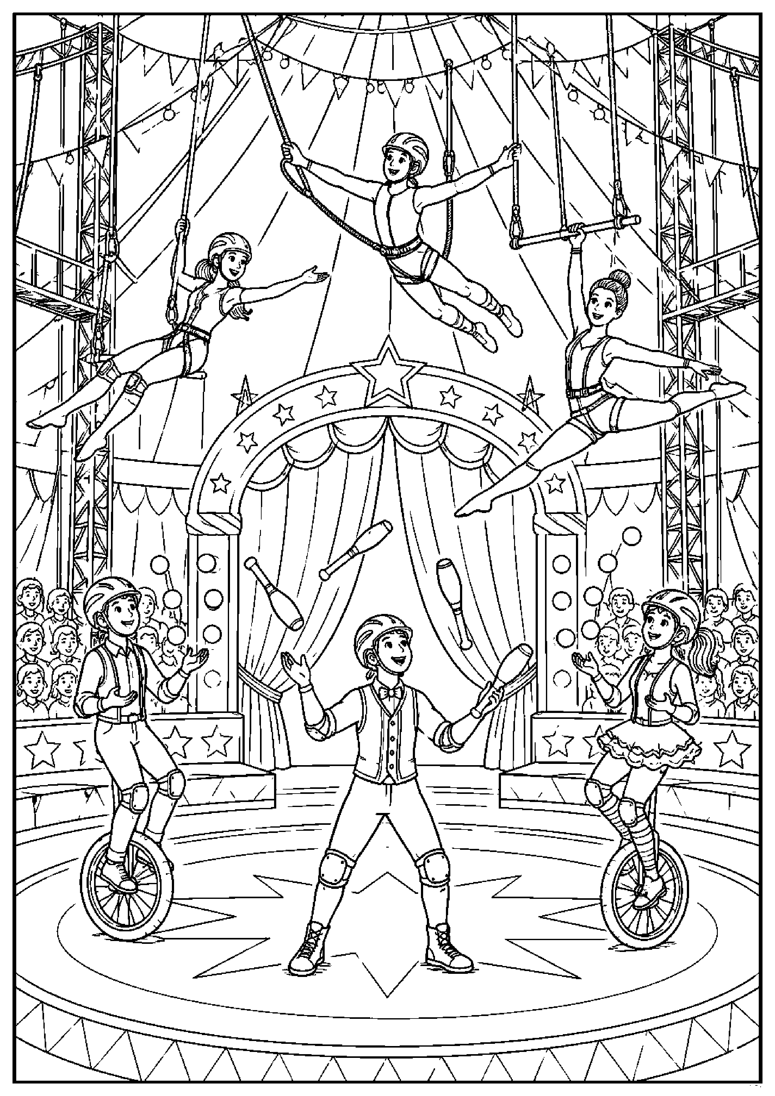 Coloriage cirque sans animaux à imprimer – dessin n°18