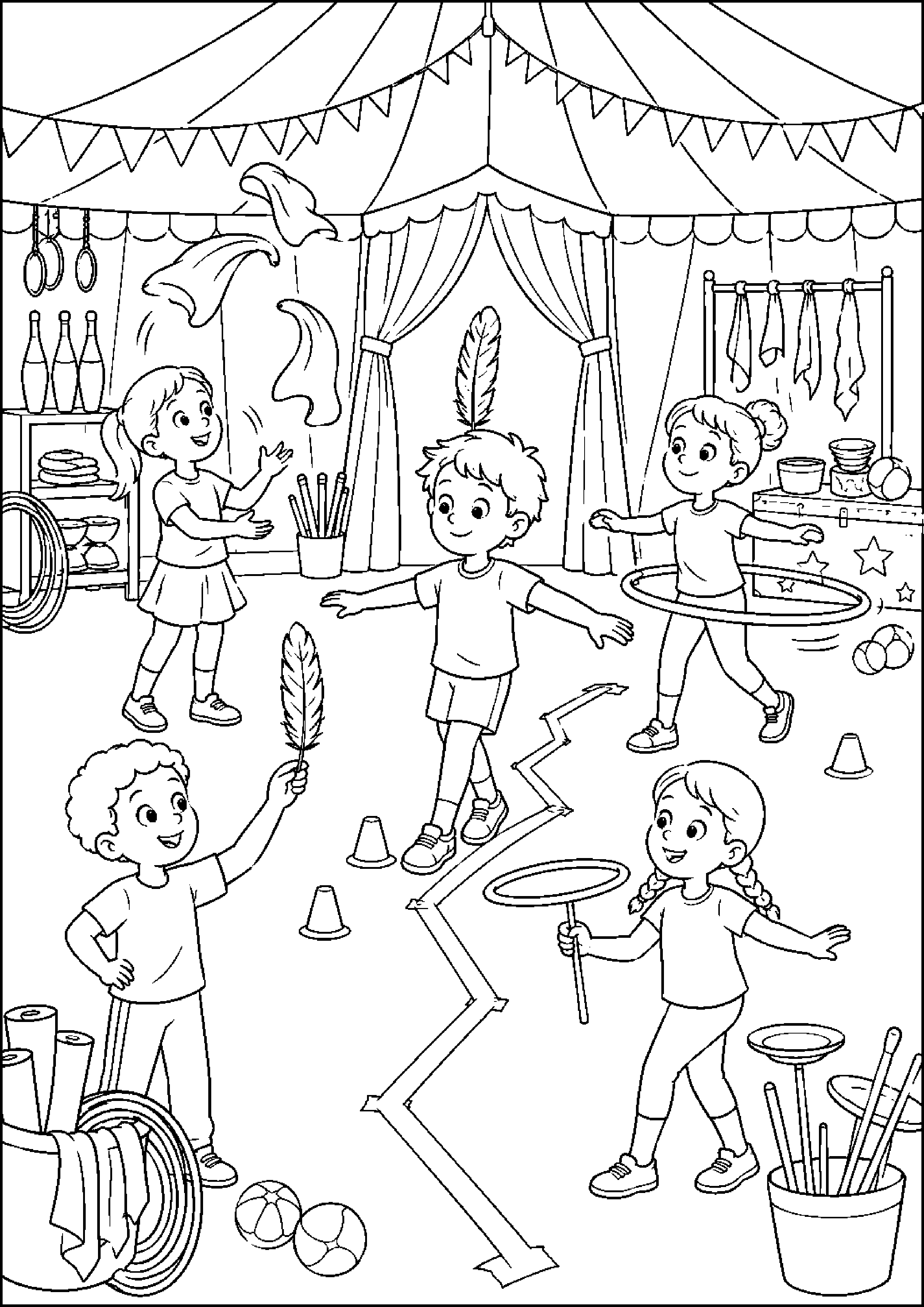 Coloriage cirque sans animaux à imprimer – dessin n°19