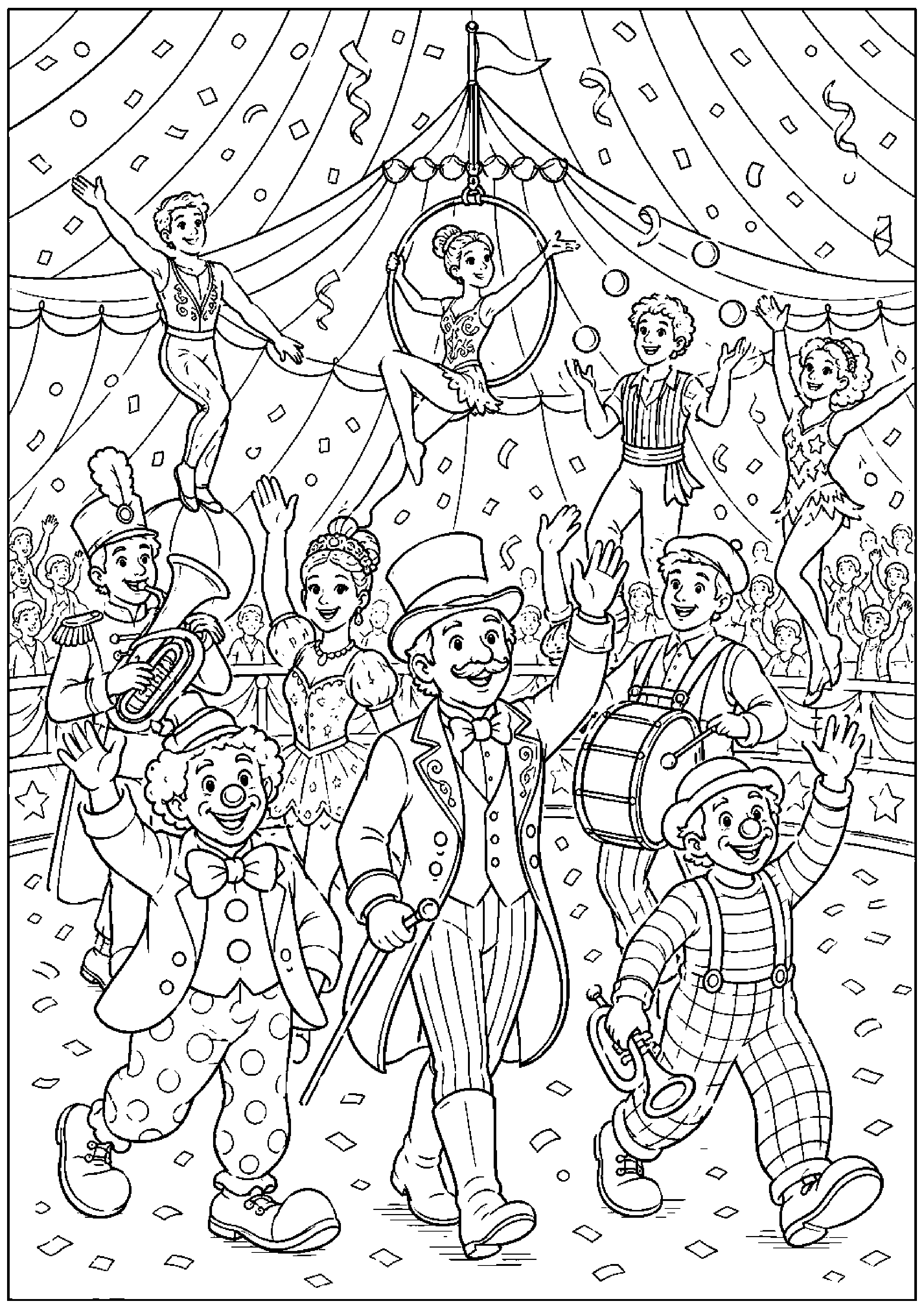 Coloriage cirque sans animaux à imprimer – dessin n°20