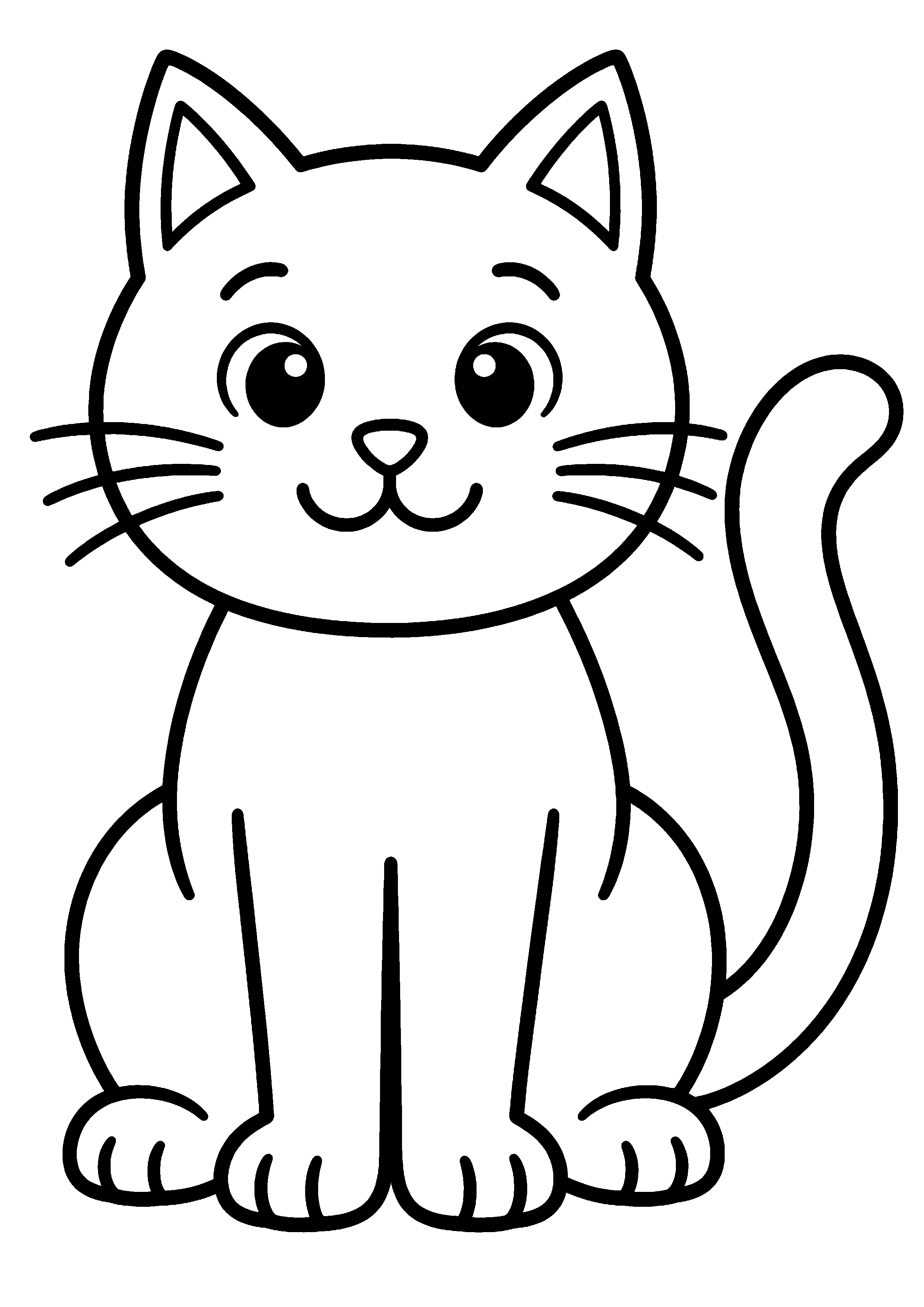 Coloriage chat assis simple à imprimer