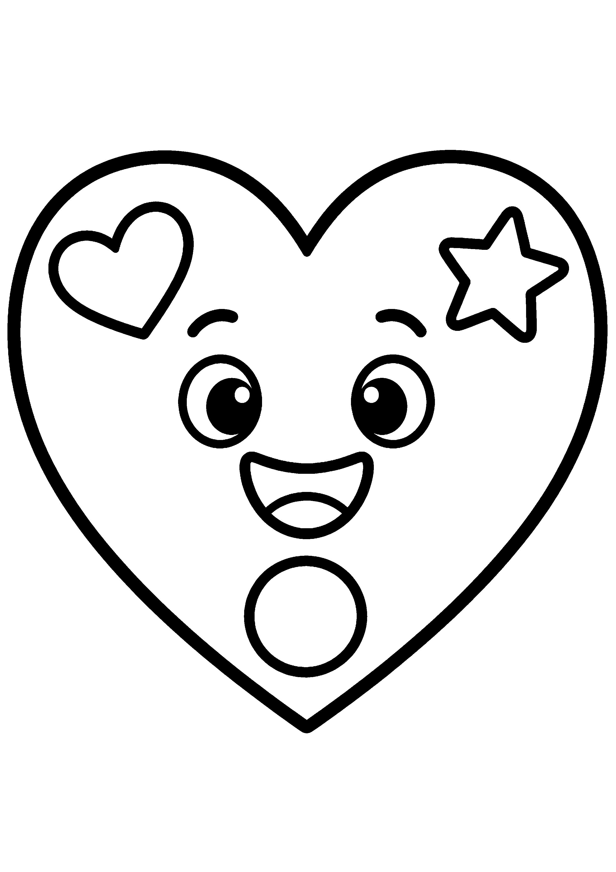 Coloriage gros cœur décoré à imprimer