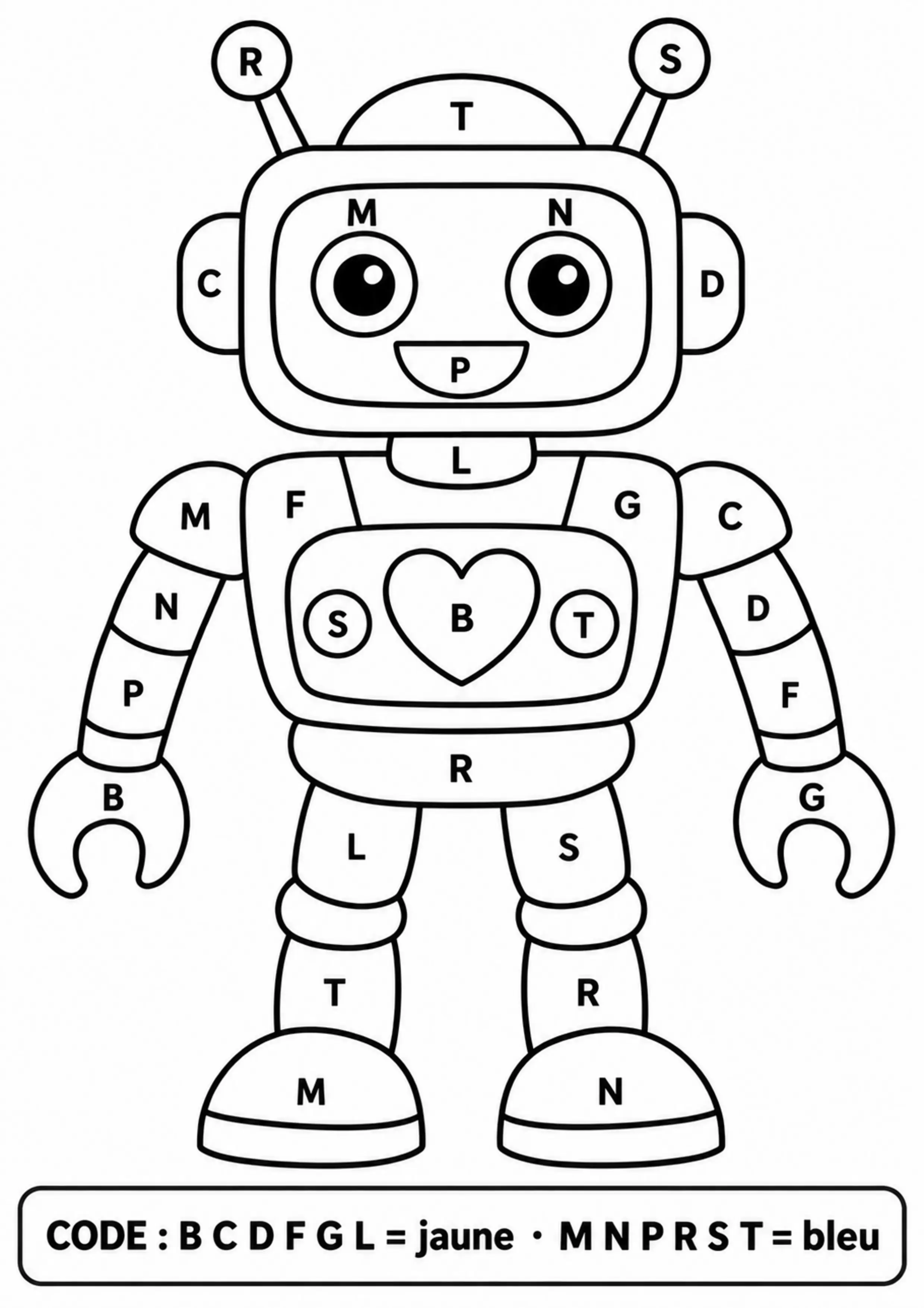 Coloriage consonnes dans un robot à imprimer
