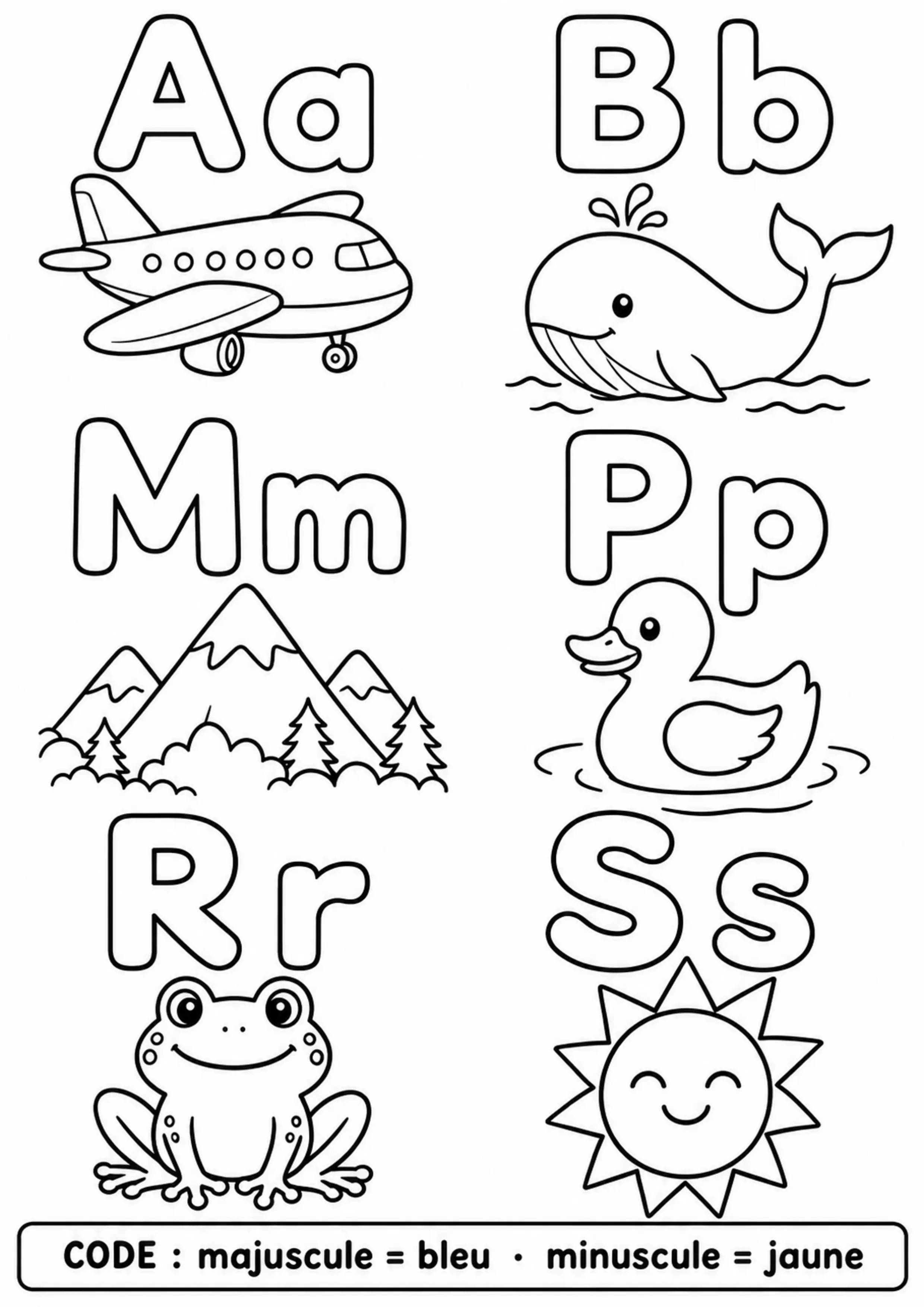 Coloriage lettres majuscules et minuscules à imprimer