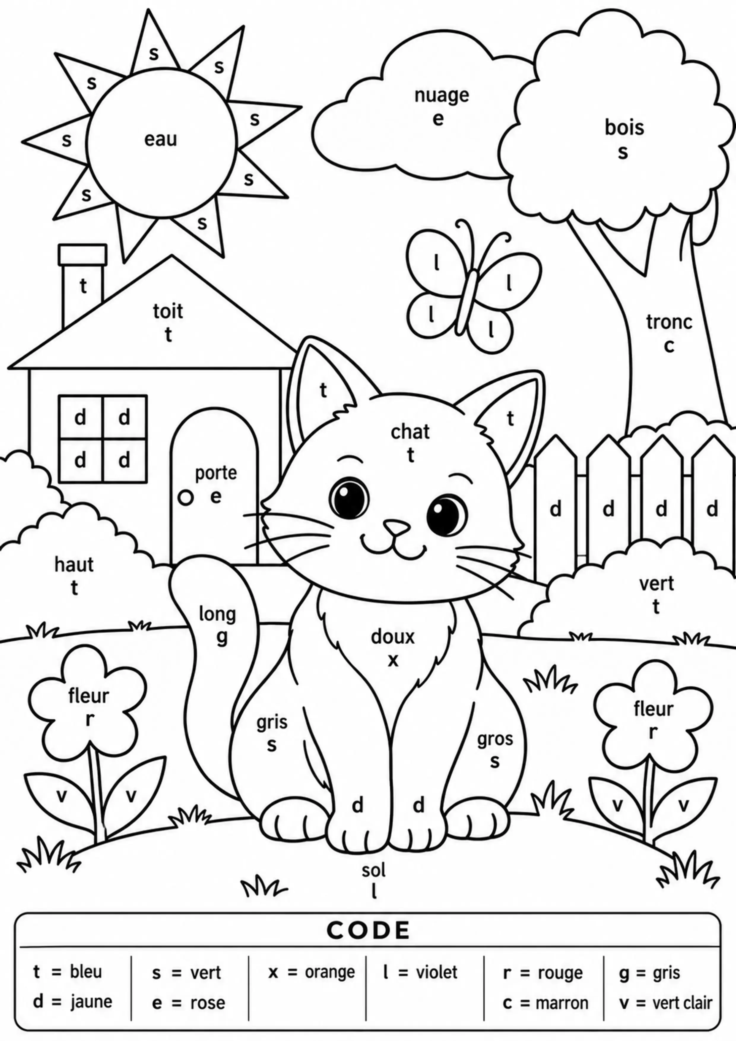 Coloriage lettres muettes faciles à imprimer