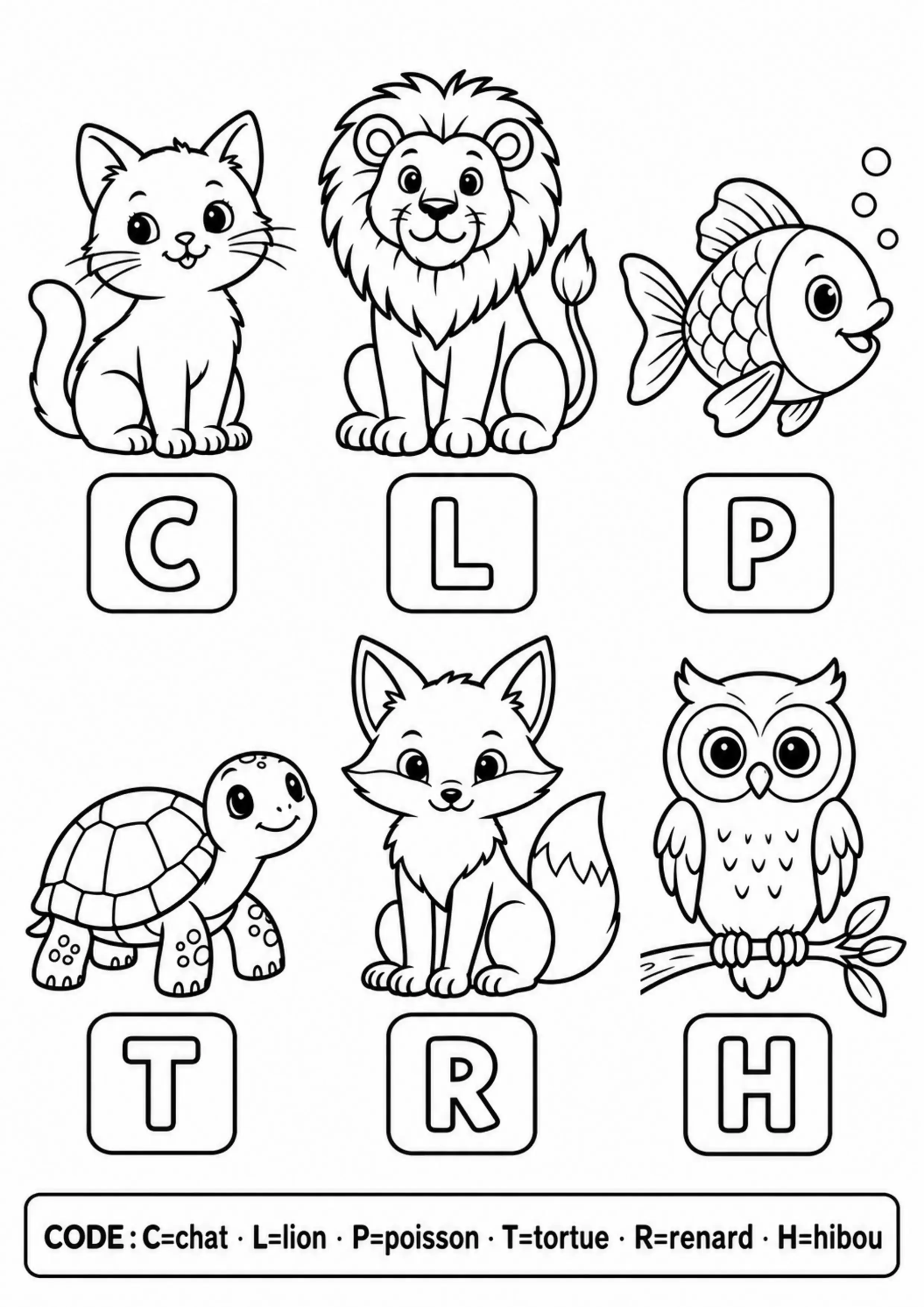 Coloriage initiales d’animaux à imprimer
