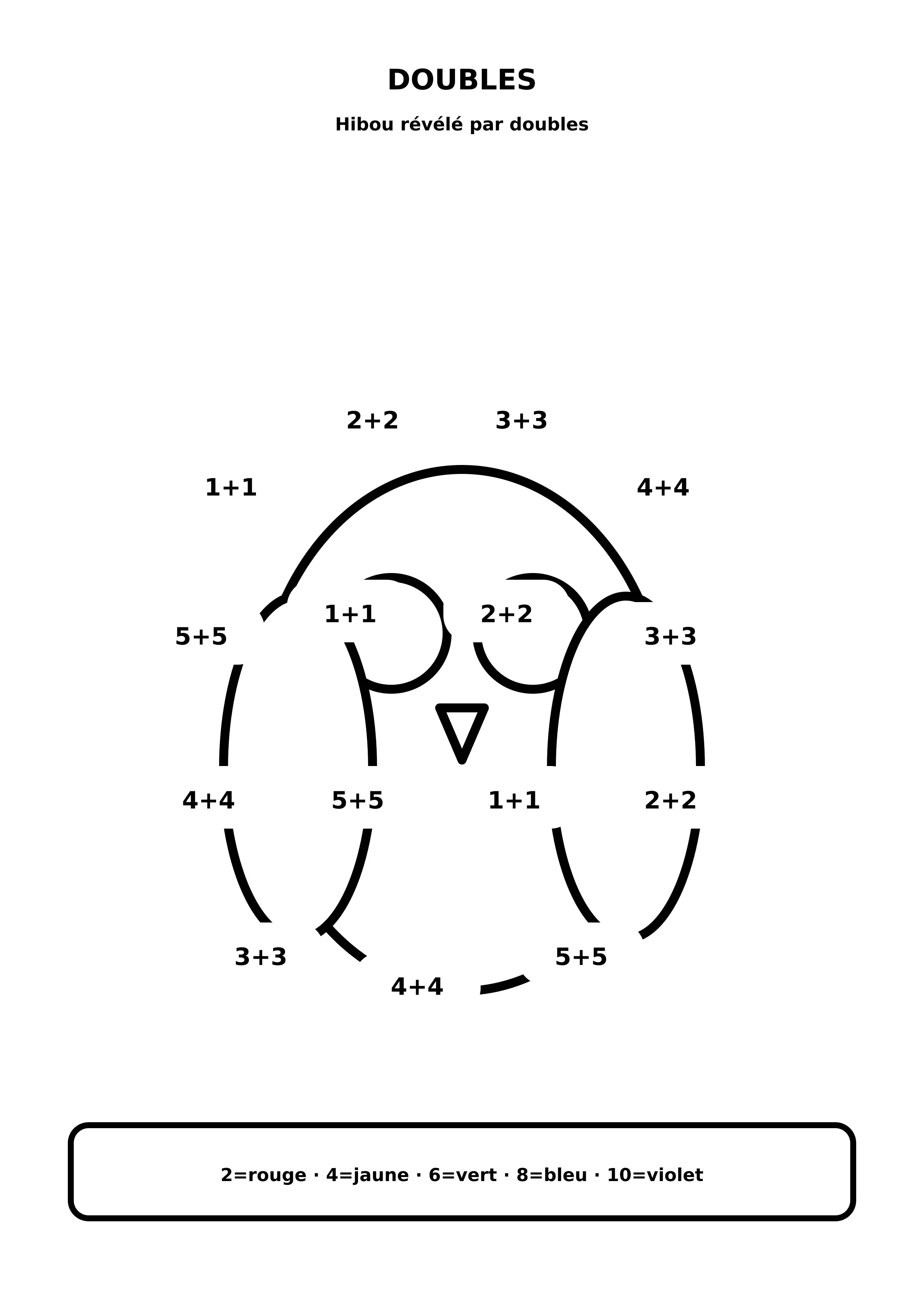 Coloriage hibou révélé par doubles à imprimer