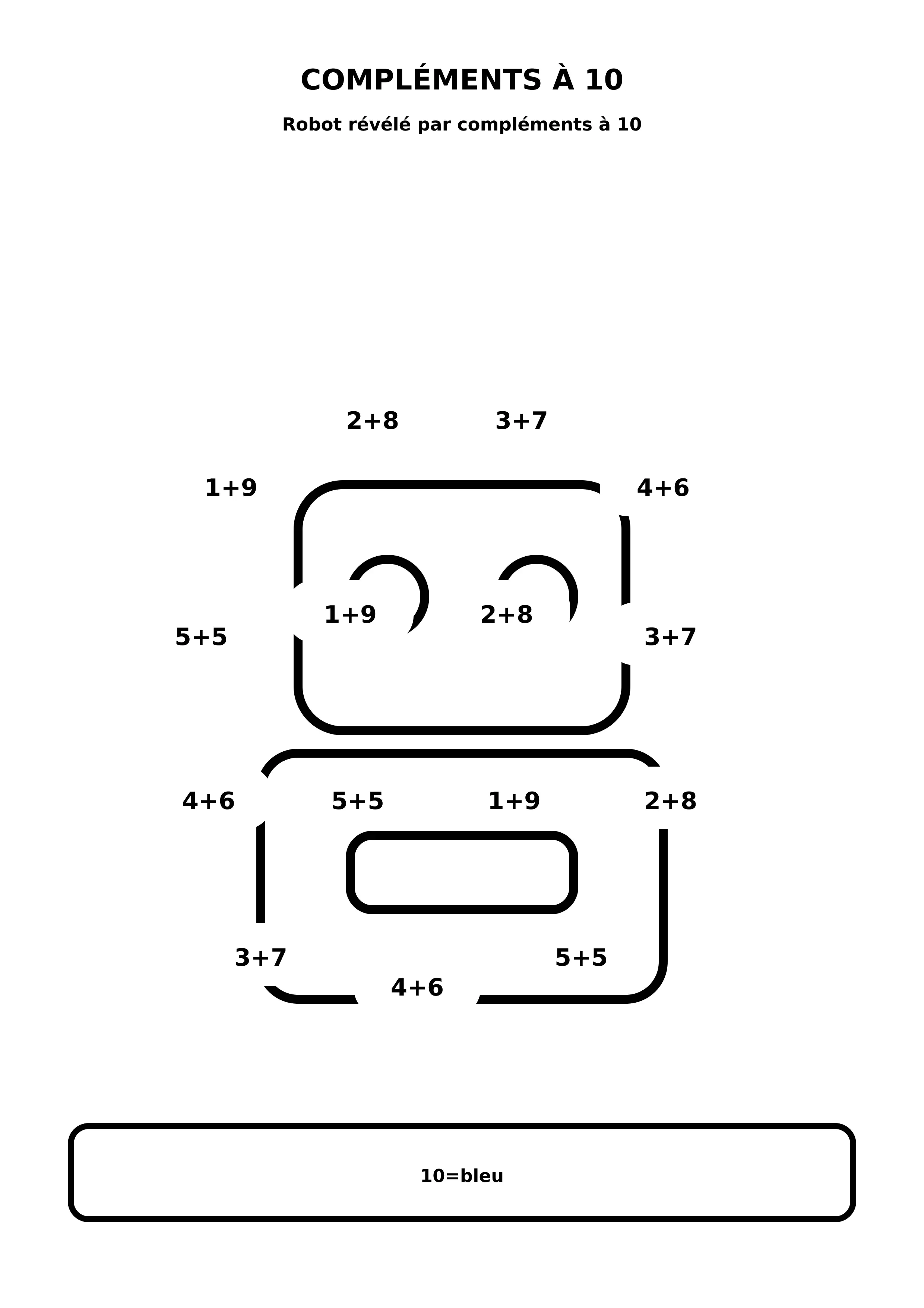 Coloriage robot révélé par compléments à 10 à imprimer