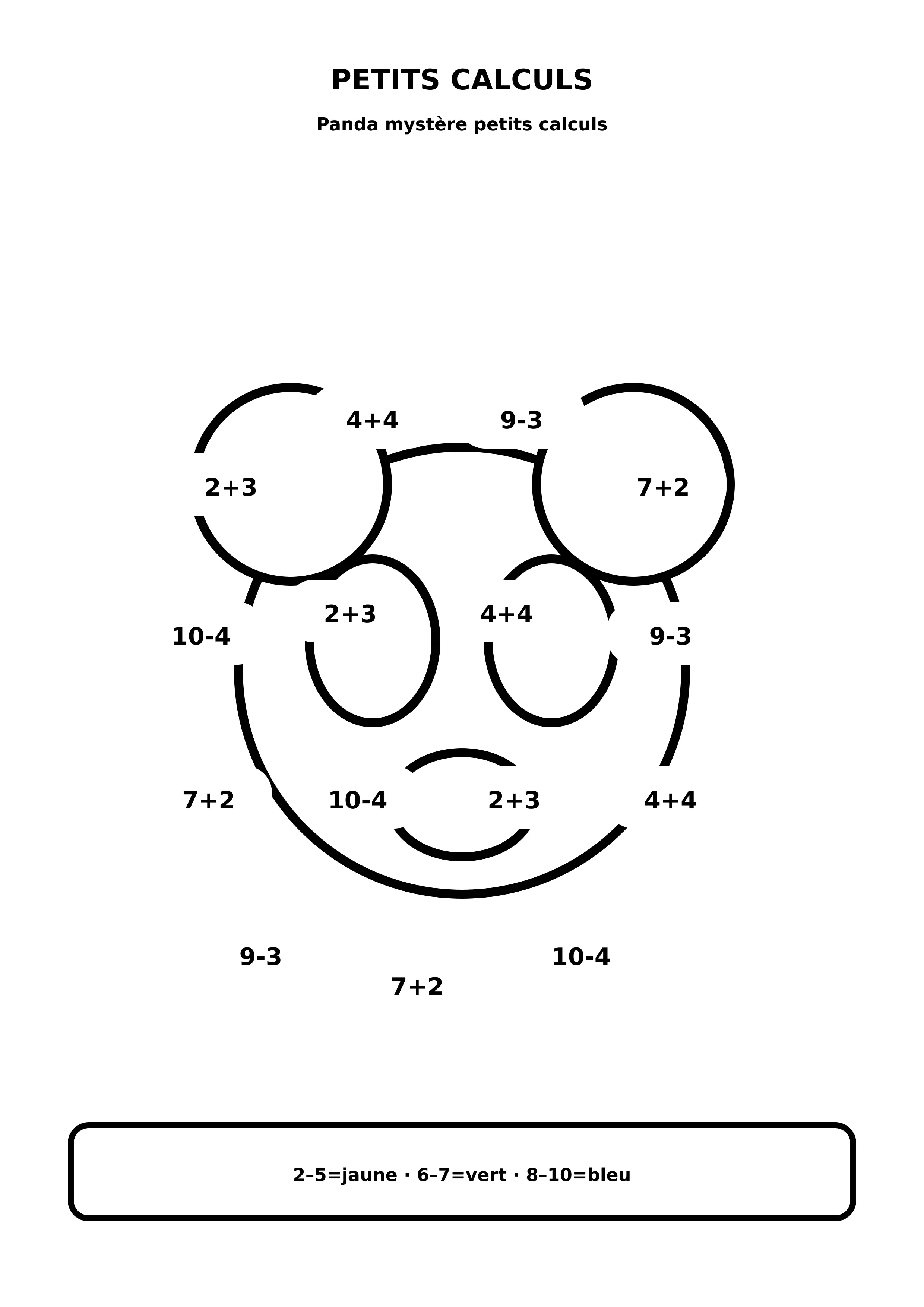 Coloriage panda mystère petits calculs à imprimer
