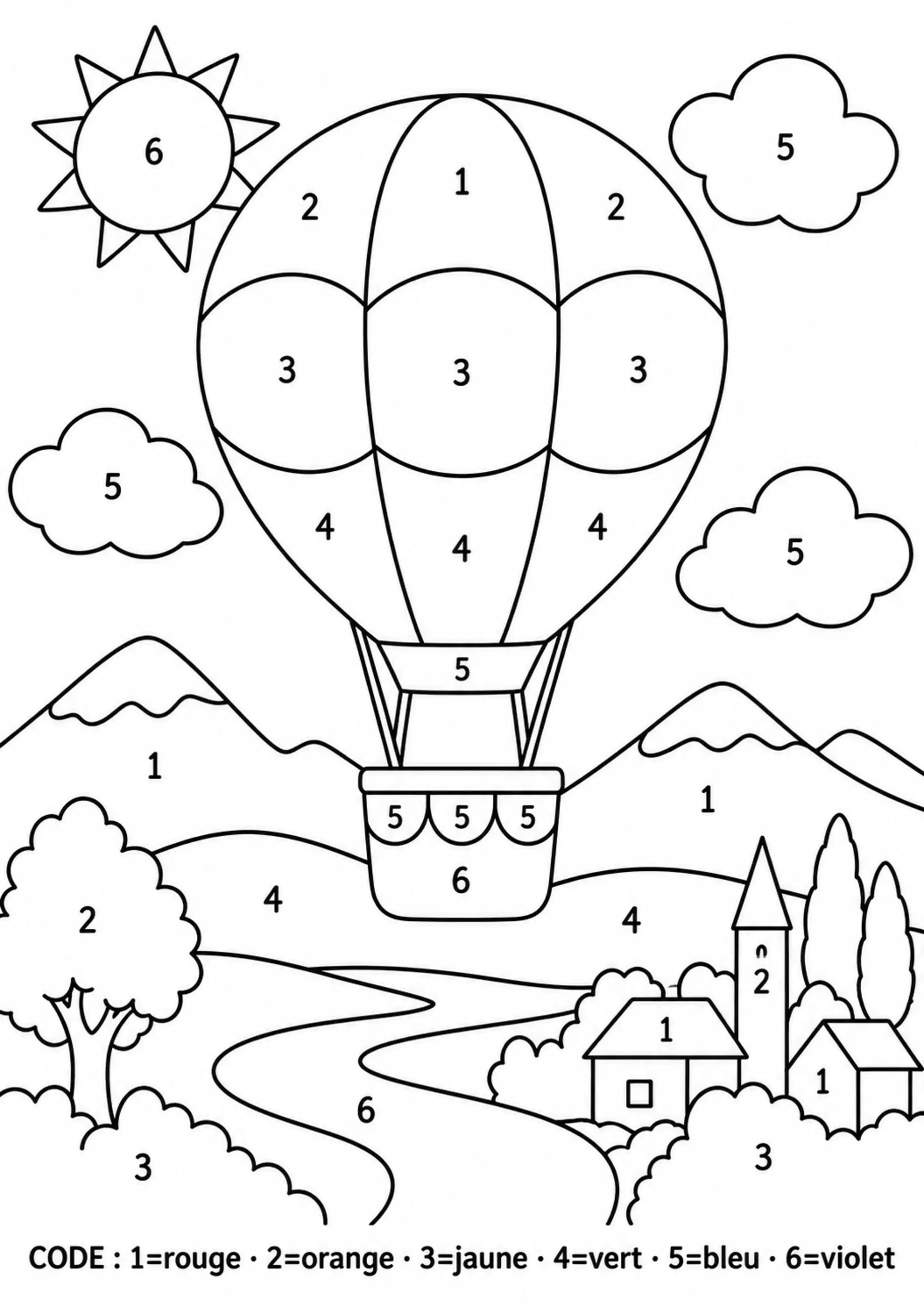 Coloriage montgolfière mystère à imprimer