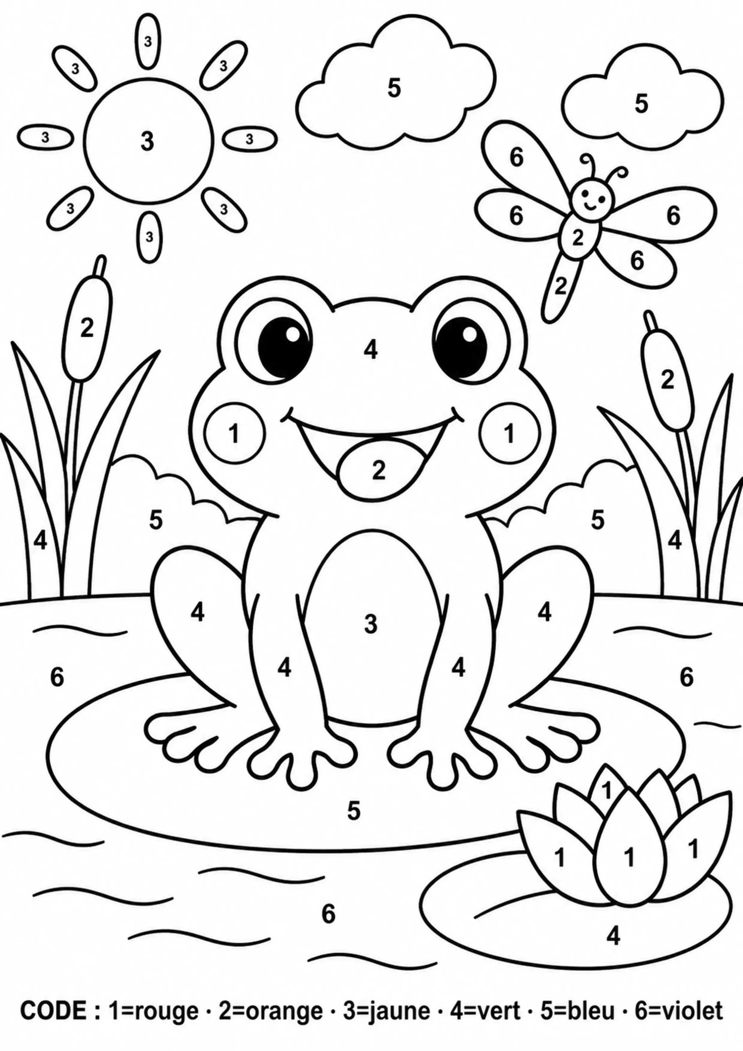 Coloriage grenouille mystère à imprimer