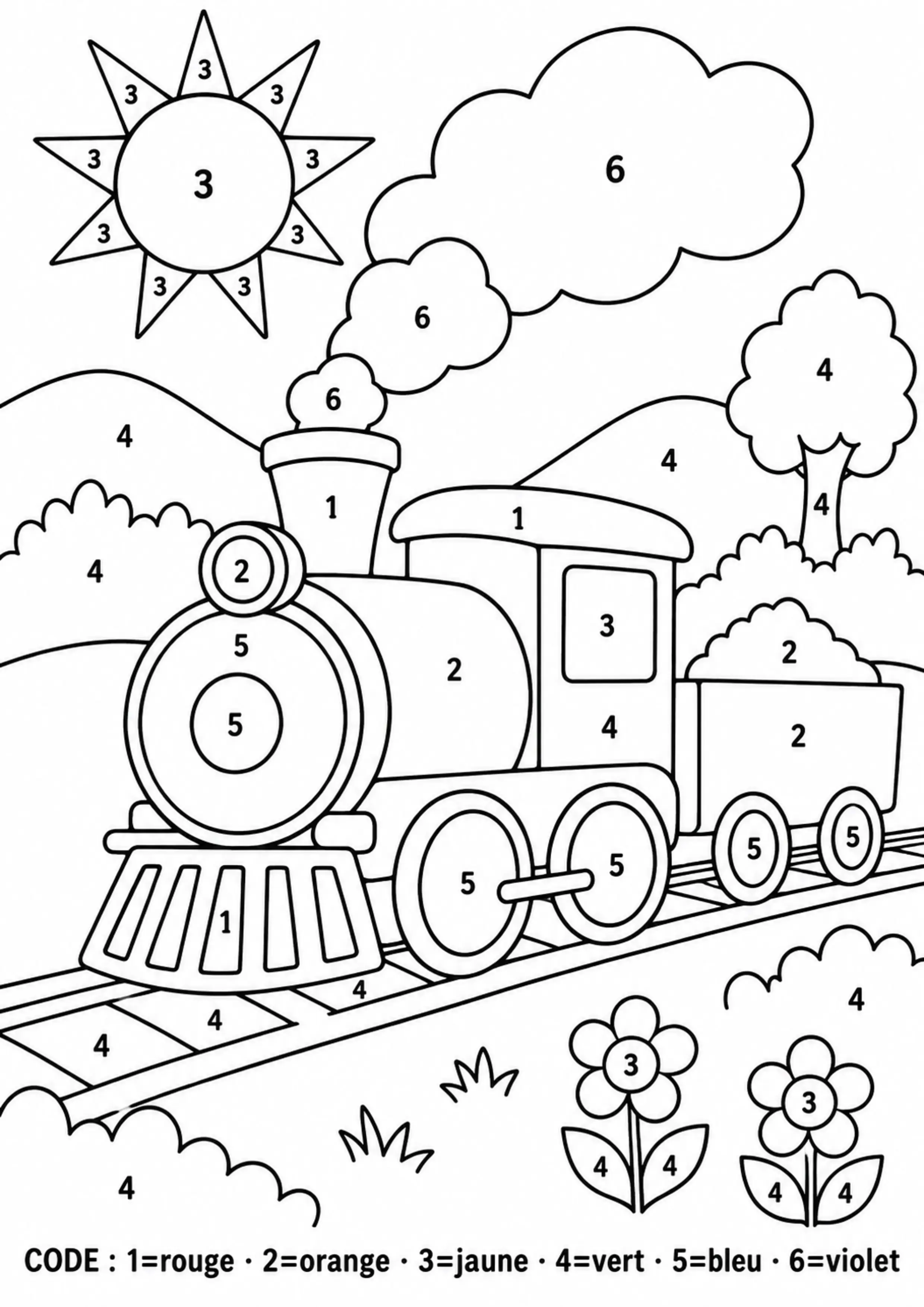 Coloriage train mystère à imprimer