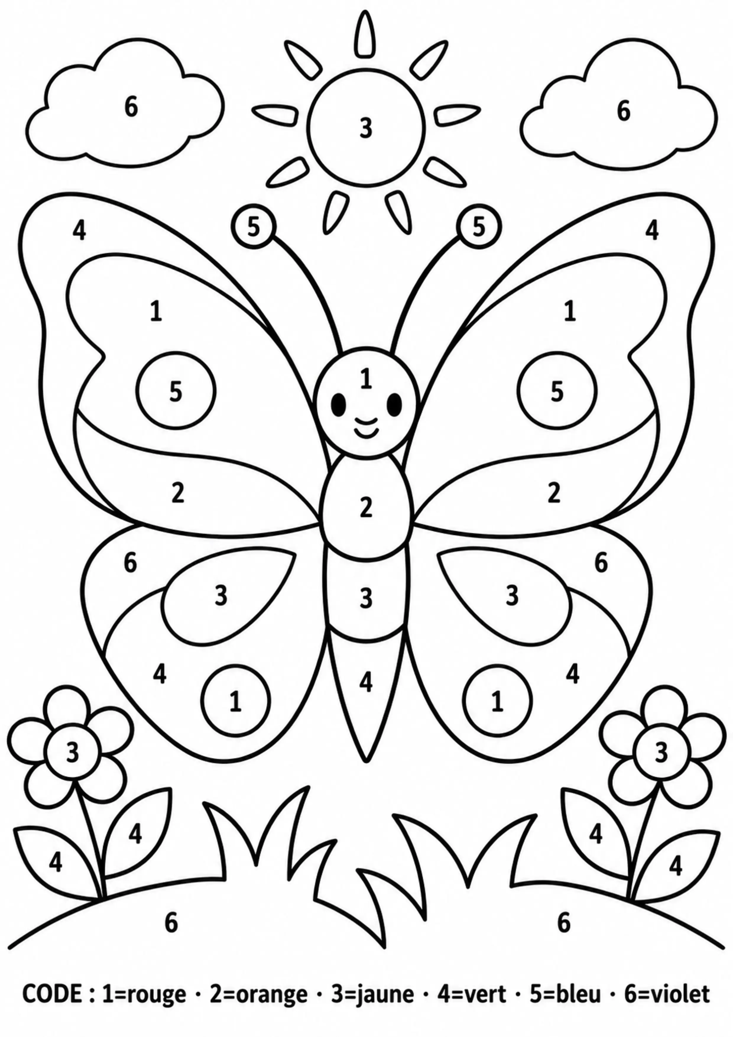 Coloriage papillon mystère à imprimer