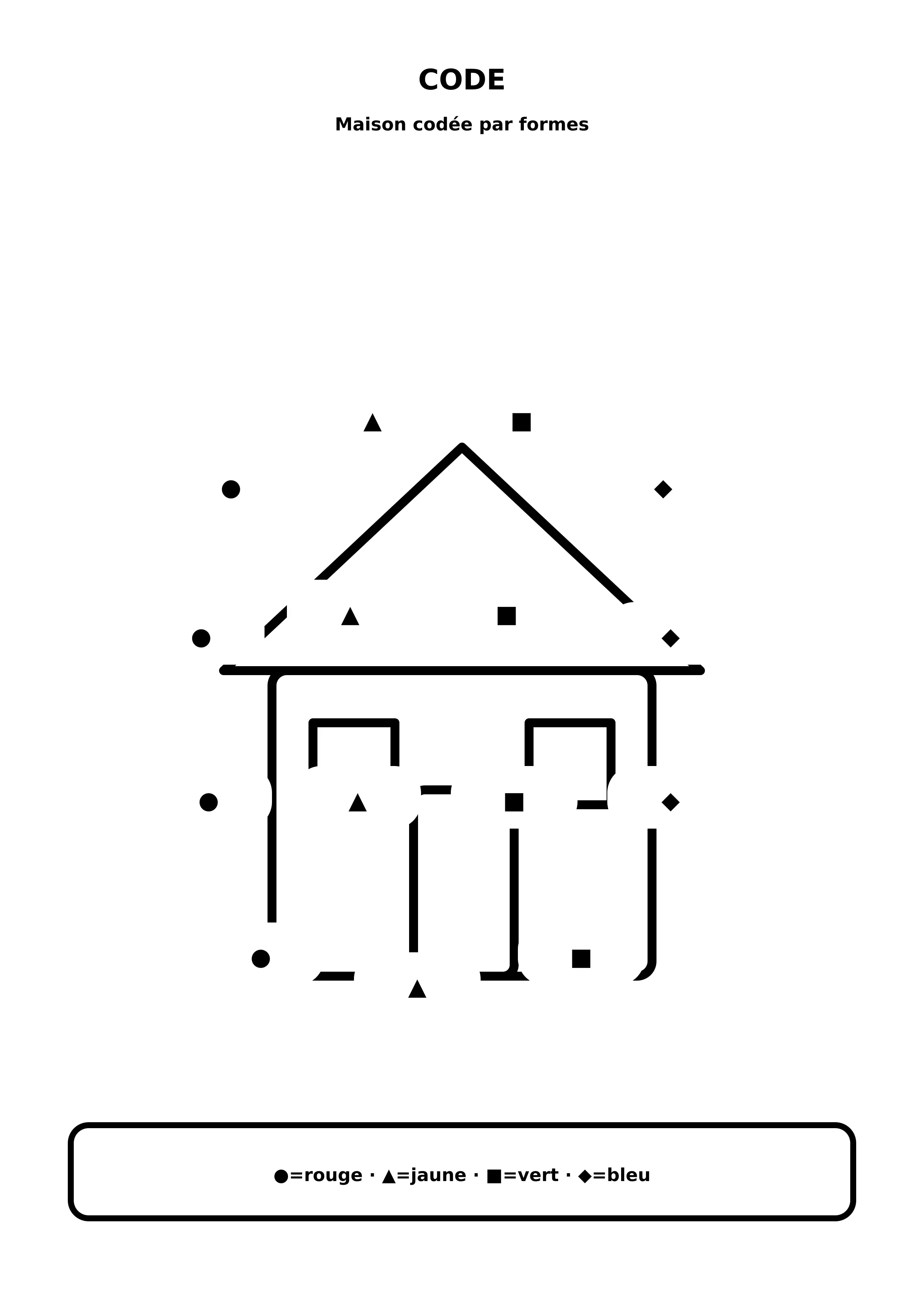 Coloriage maison codée par formes à imprimer