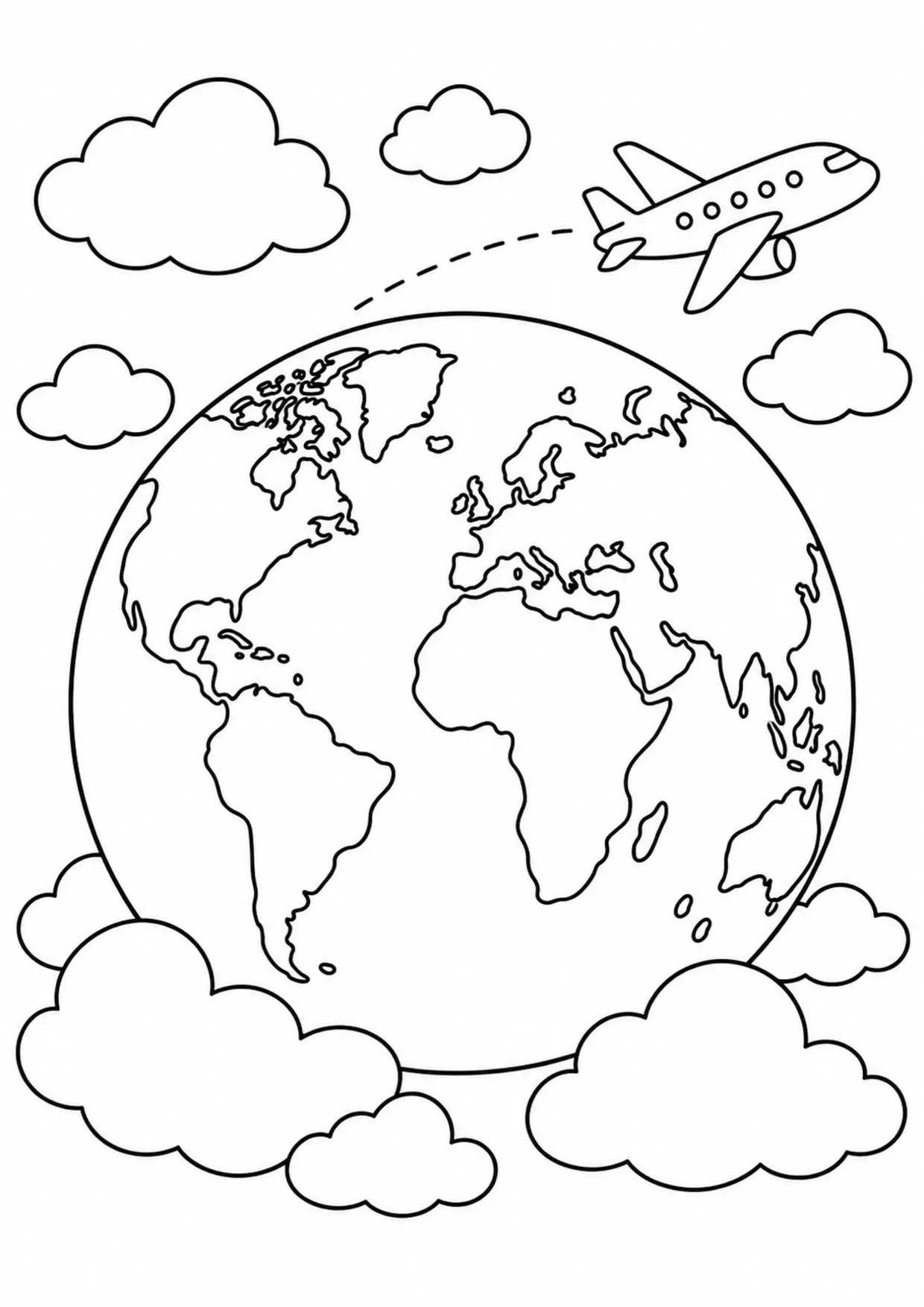 Coloriage continents : globe