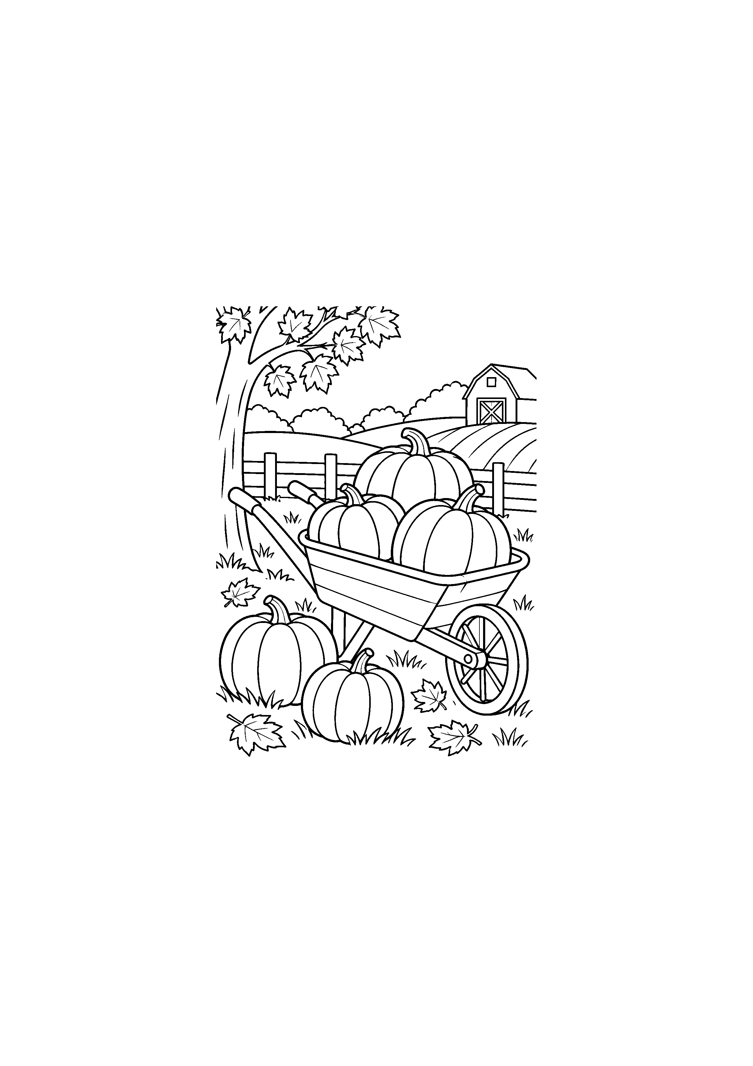 Coloriage brouette de potirons