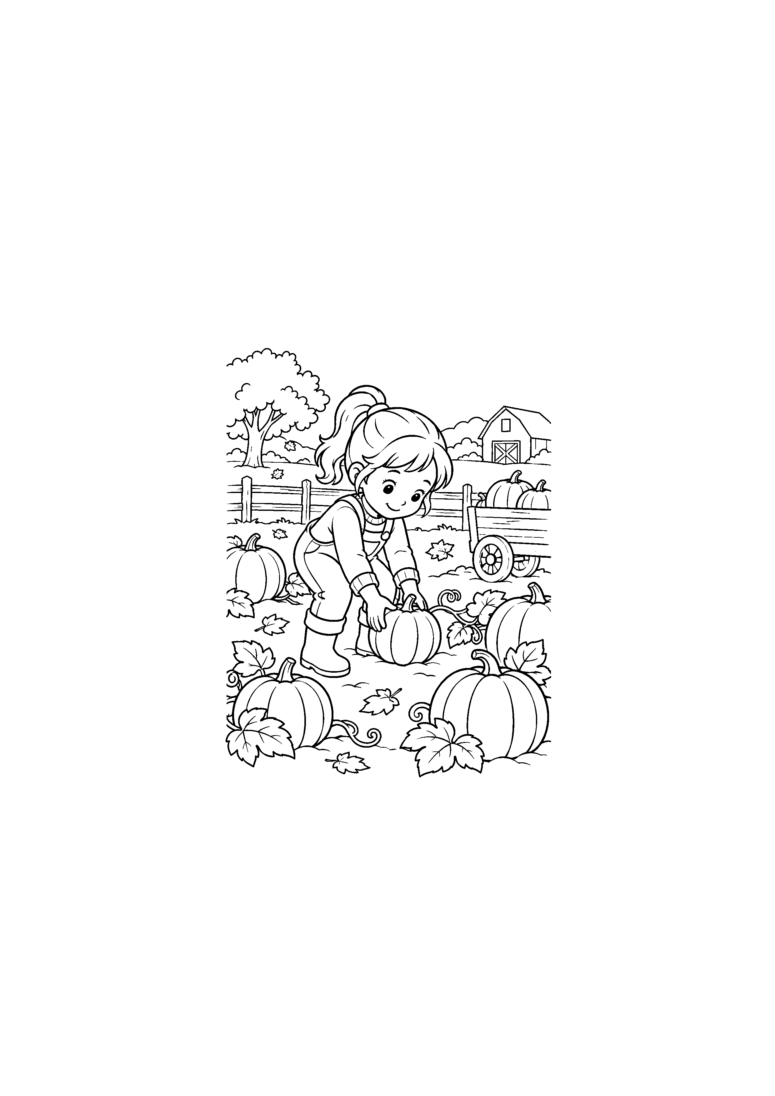 Enfant ramassant un petit potiron au potager