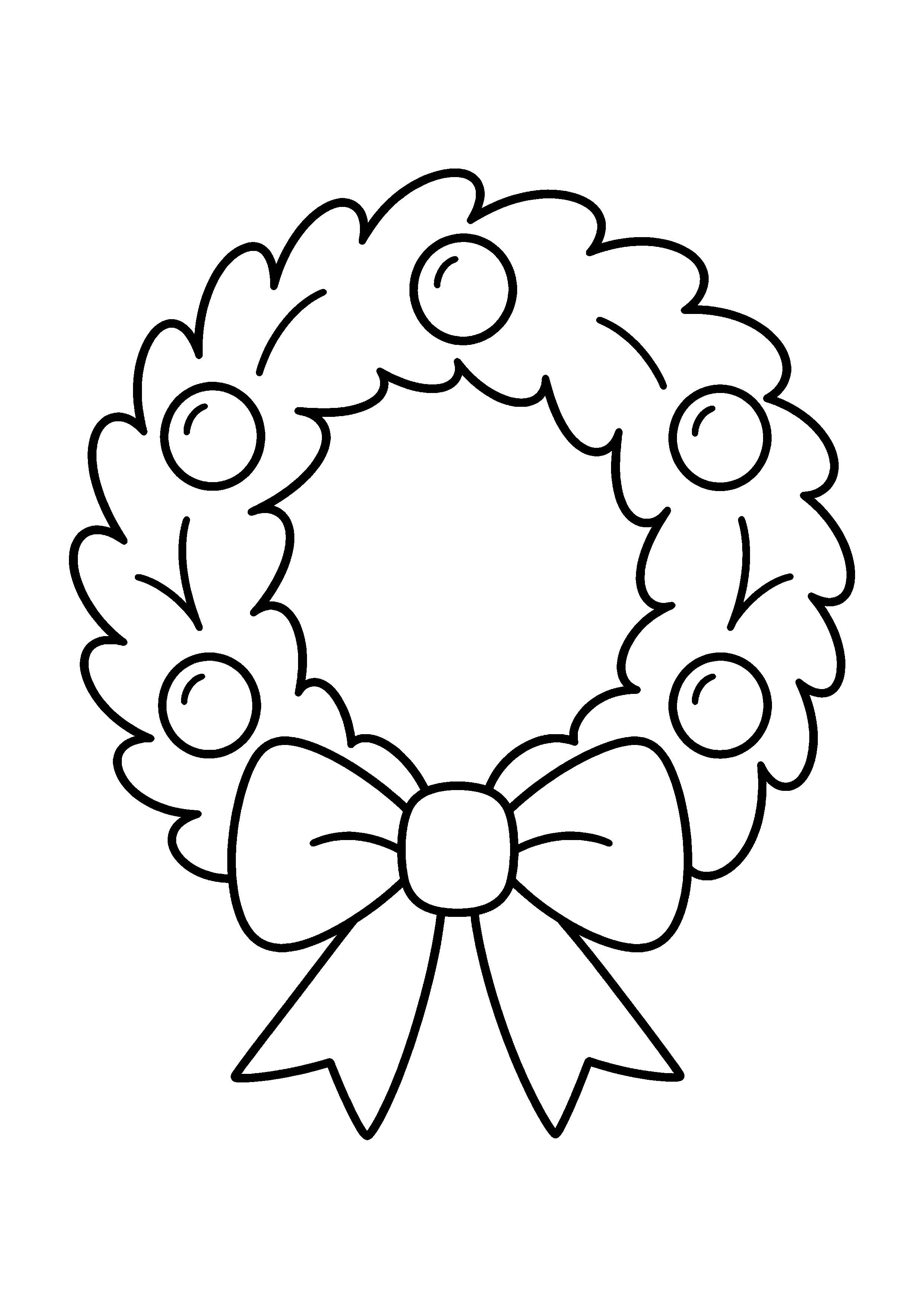 Coloriage Une couronne de Noël très simple pour la maternelle de Noël à imprimer gratuitement