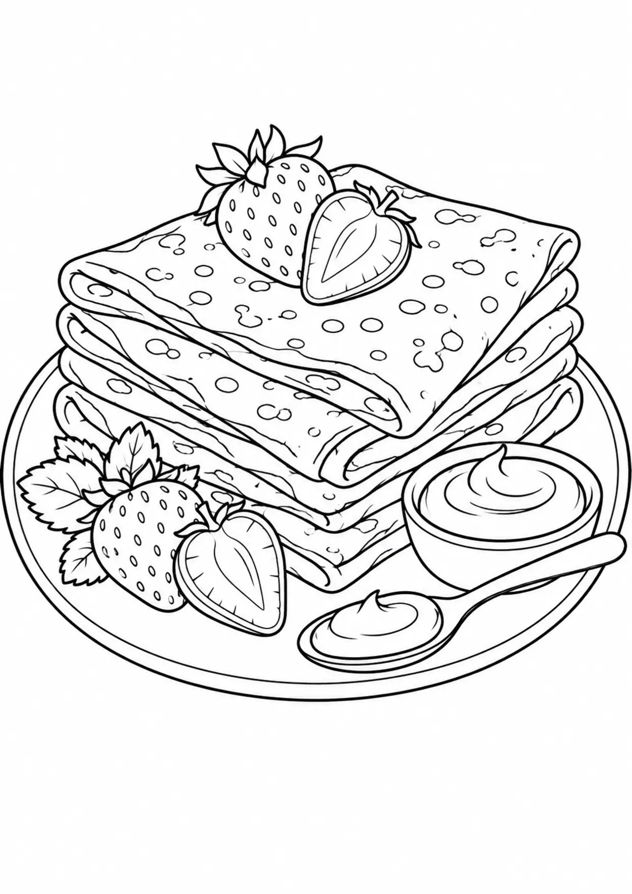 Coloriage Crêpe : fraises