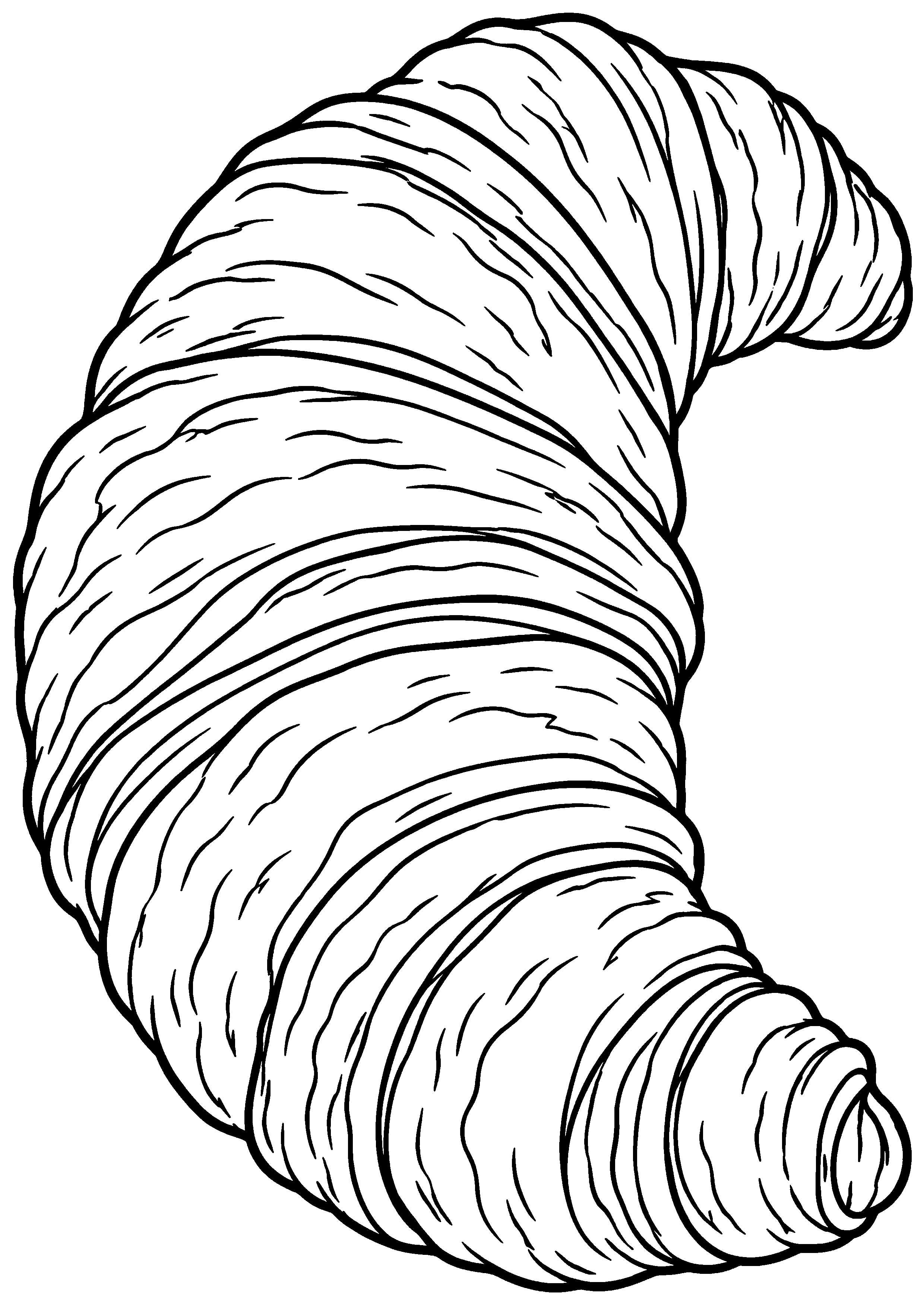 Coloriage croissant entier en très gros plan à imprimer