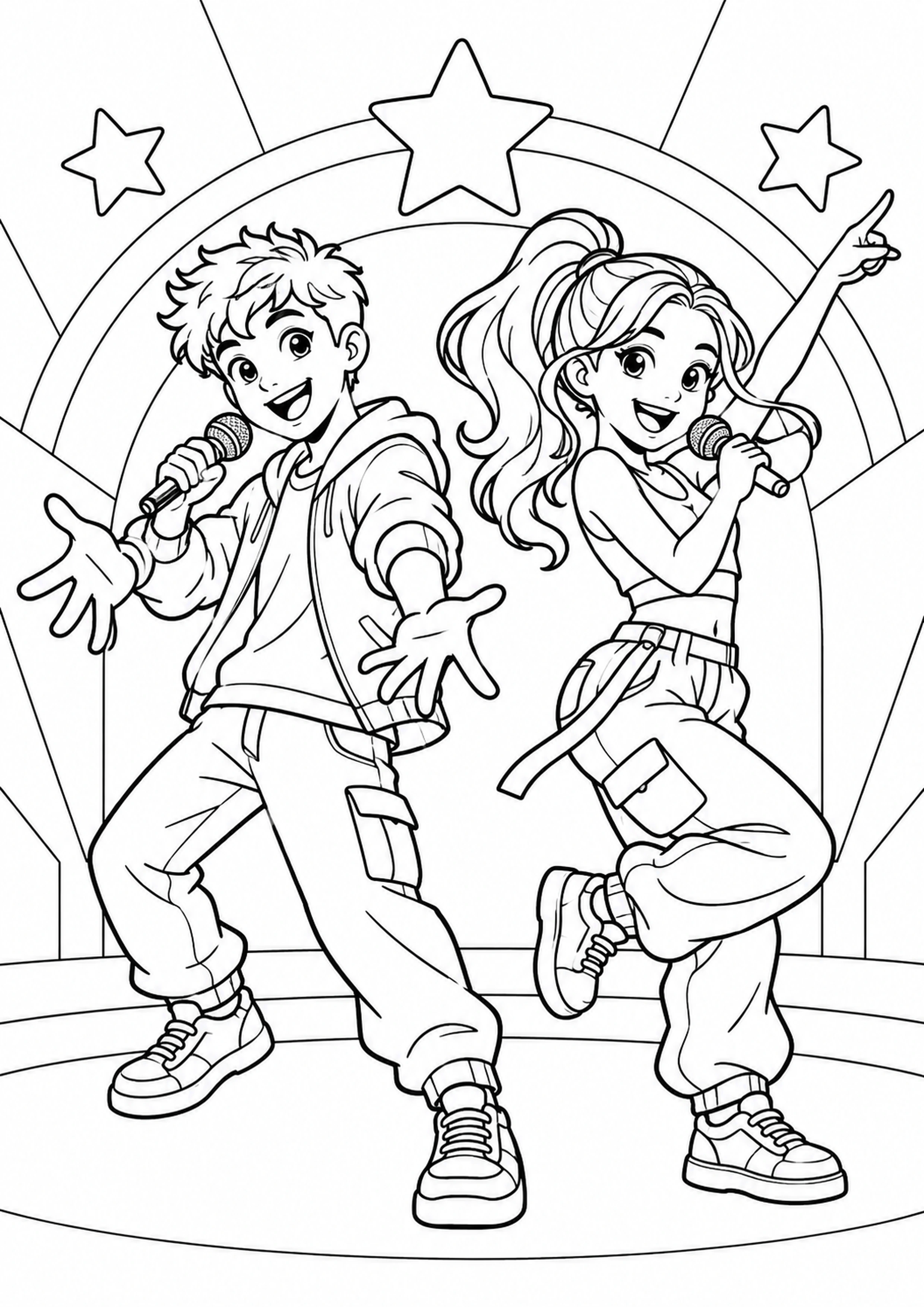 Coloriage duo avec micros génériques à imprimer