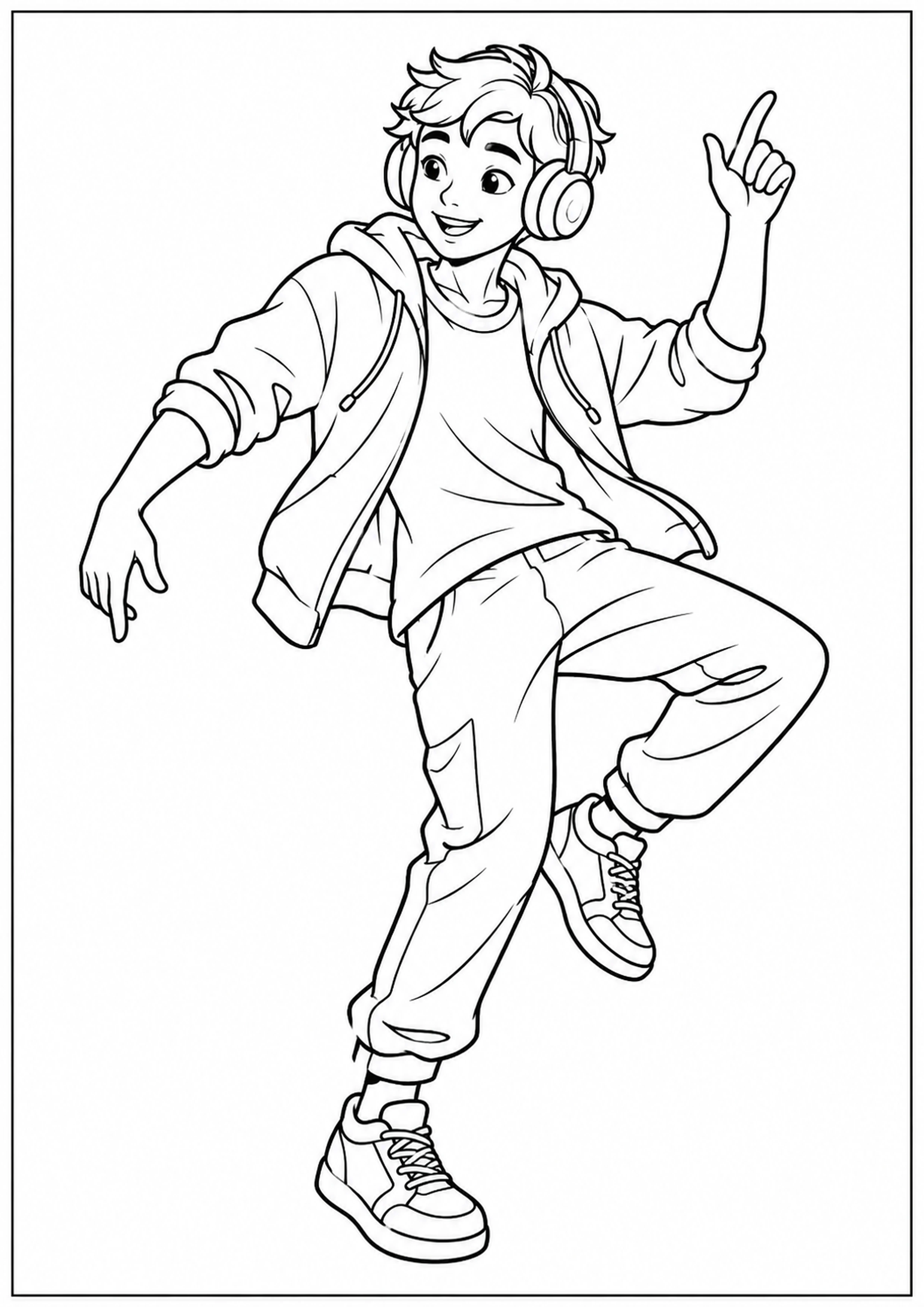 Coloriage danseur au casque audio générique à imprimer