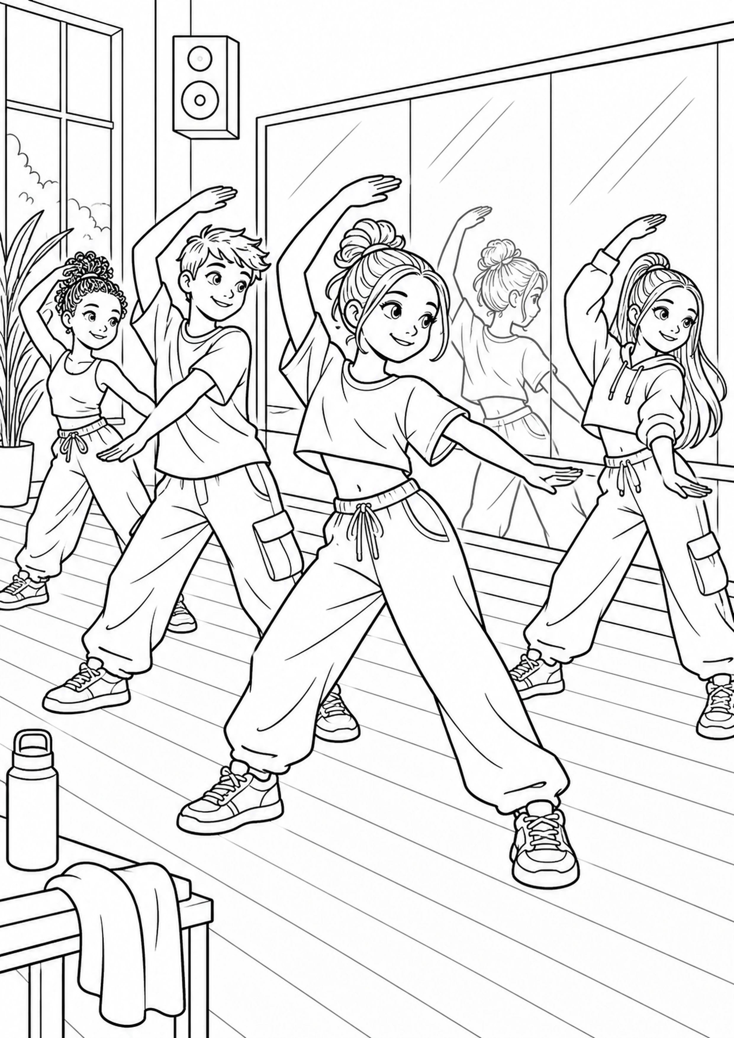 Coloriage répétition devant un miroir à imprimer