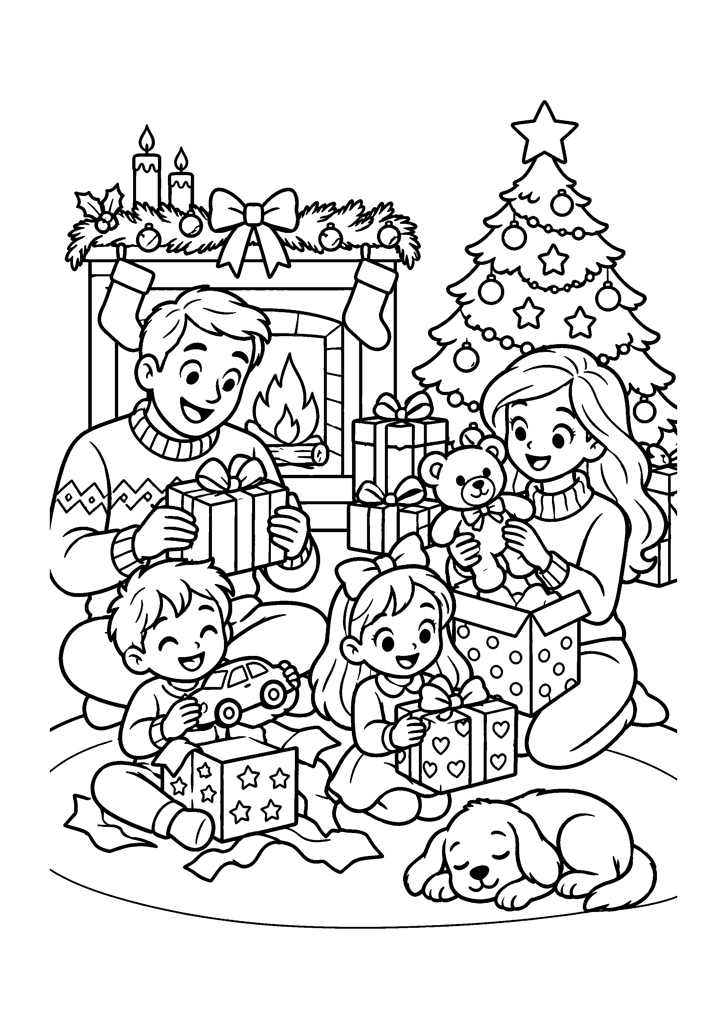 Coloriage préparation de la table de Noël, composition 12 de Noël à imprimer gratuitement