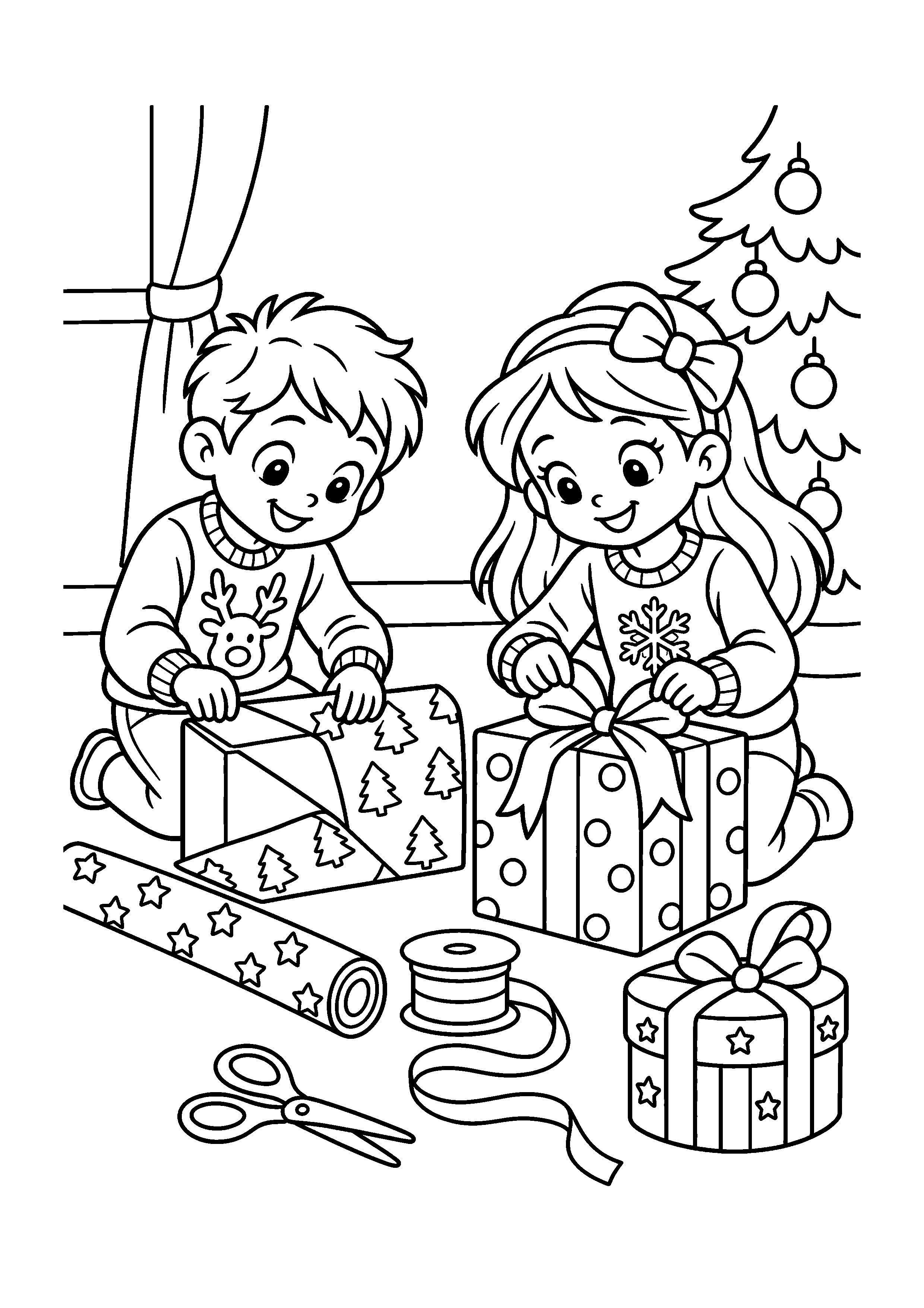Coloriage maison illuminée sous la neige, composition 22 de Noël à imprimer gratuitement