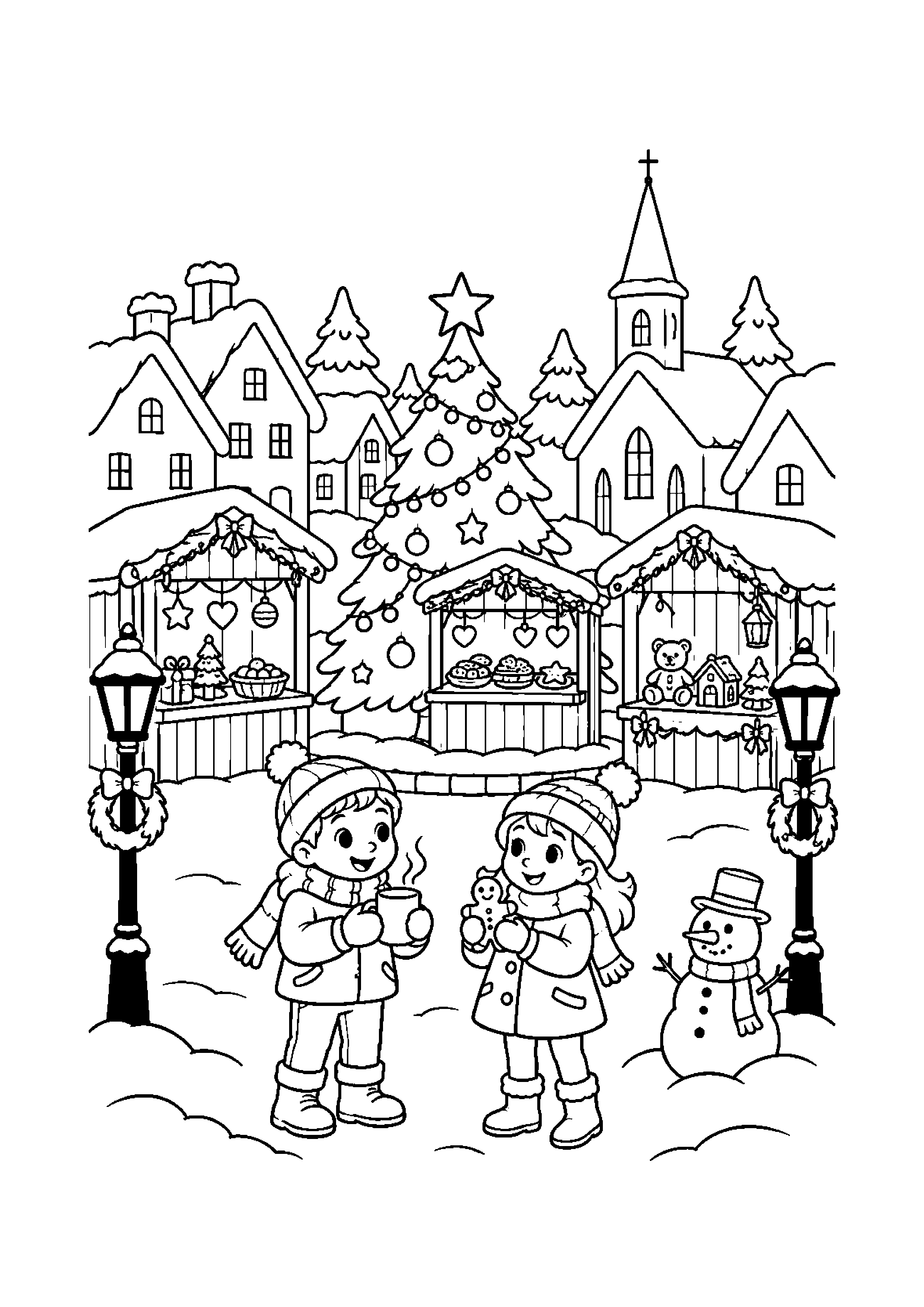 Coloriage cadeaux sous le sapin, composition 50 de Noël à imprimer gratuitement