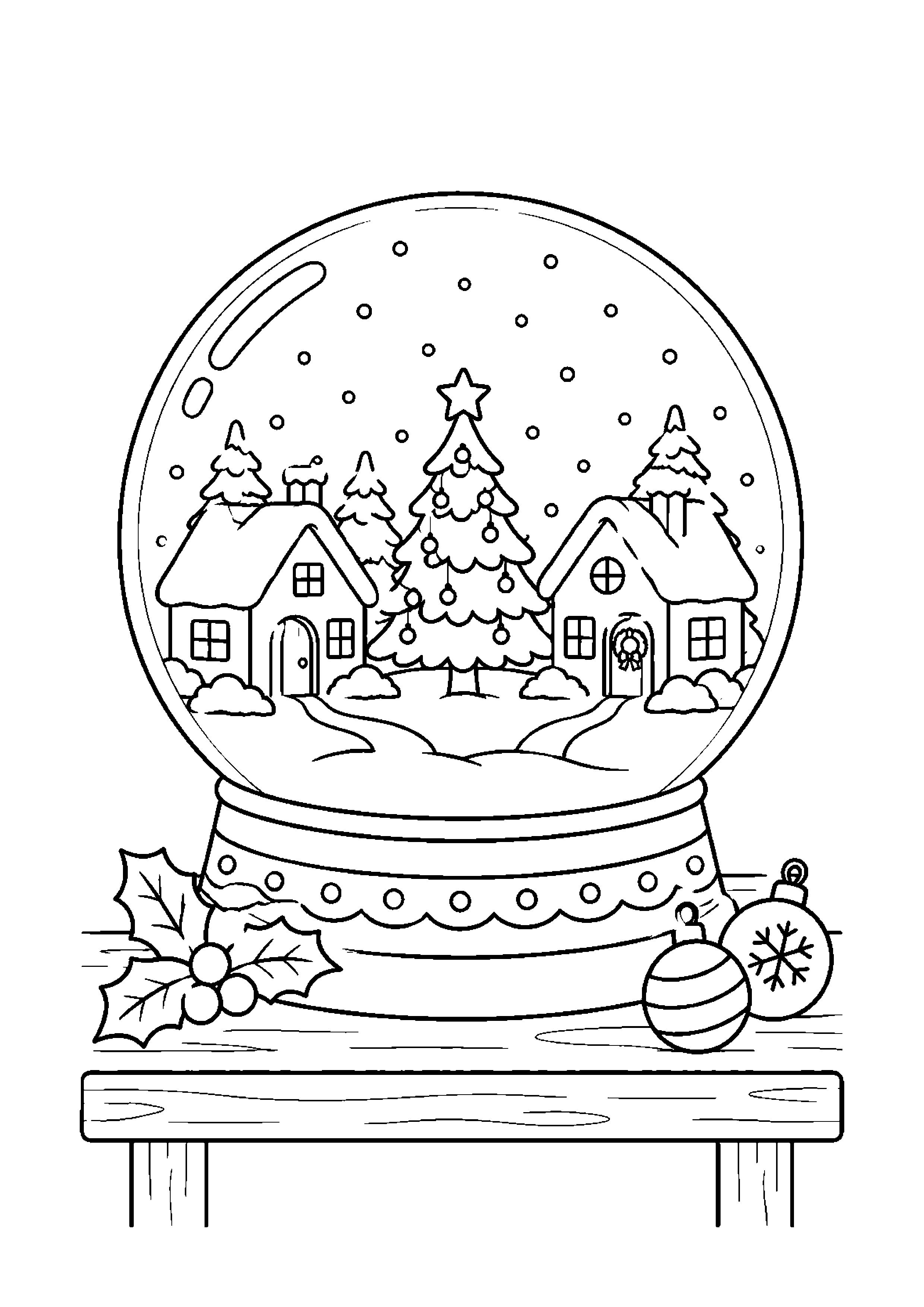 Coloriage nuit de Noël étoilée, composition 58 de Noël à imprimer gratuitement