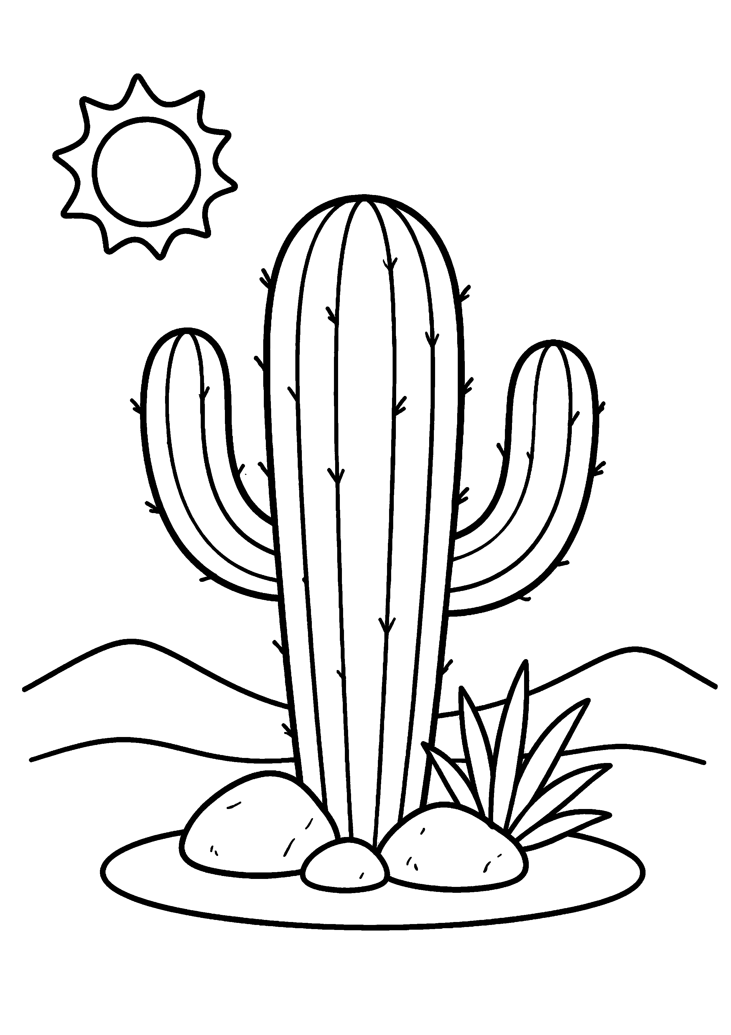 Coloriage cactus sous le soleil à imprimer gratuitement