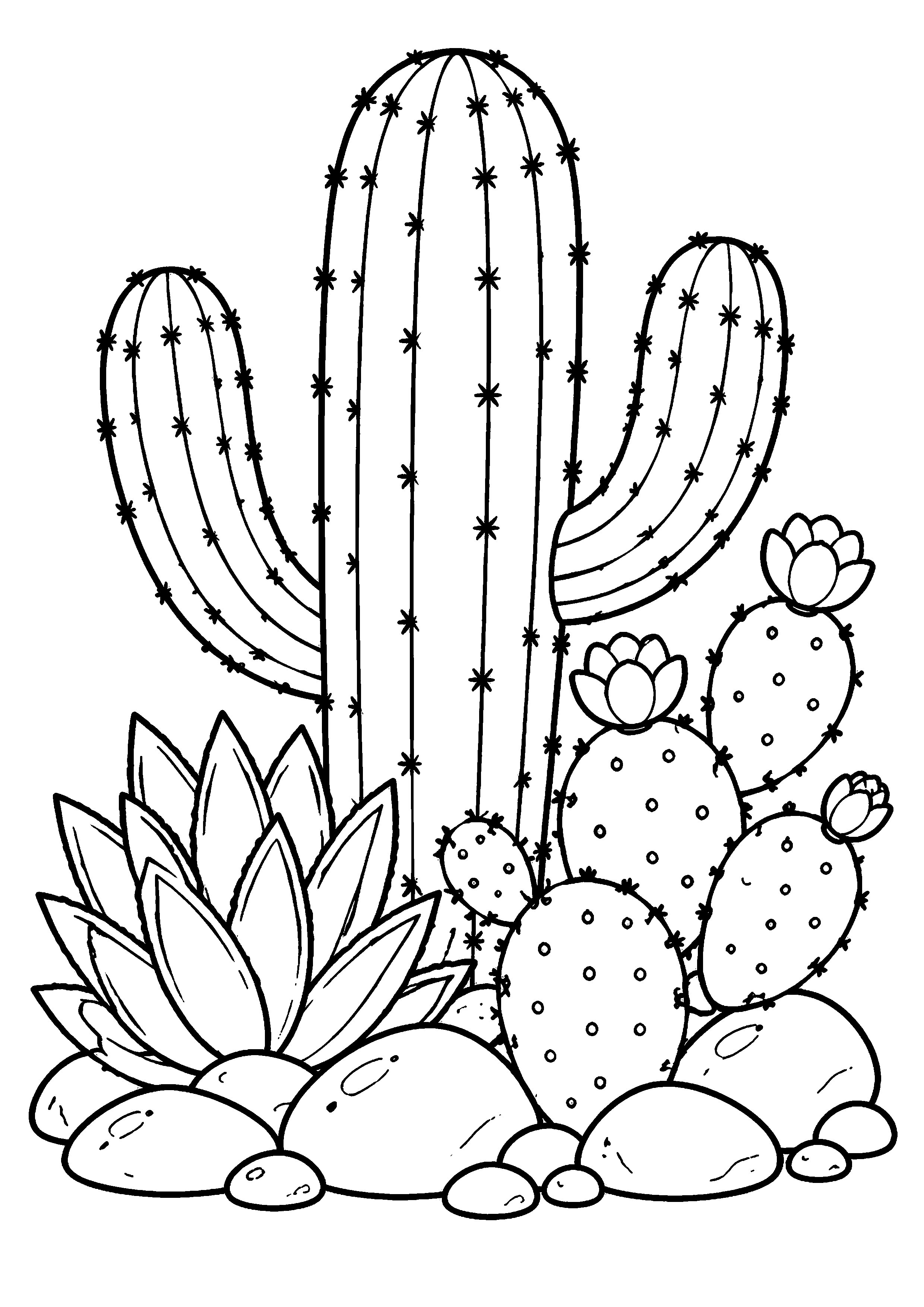 Coloriage massif de cactus du désert à imprimer gratuitement