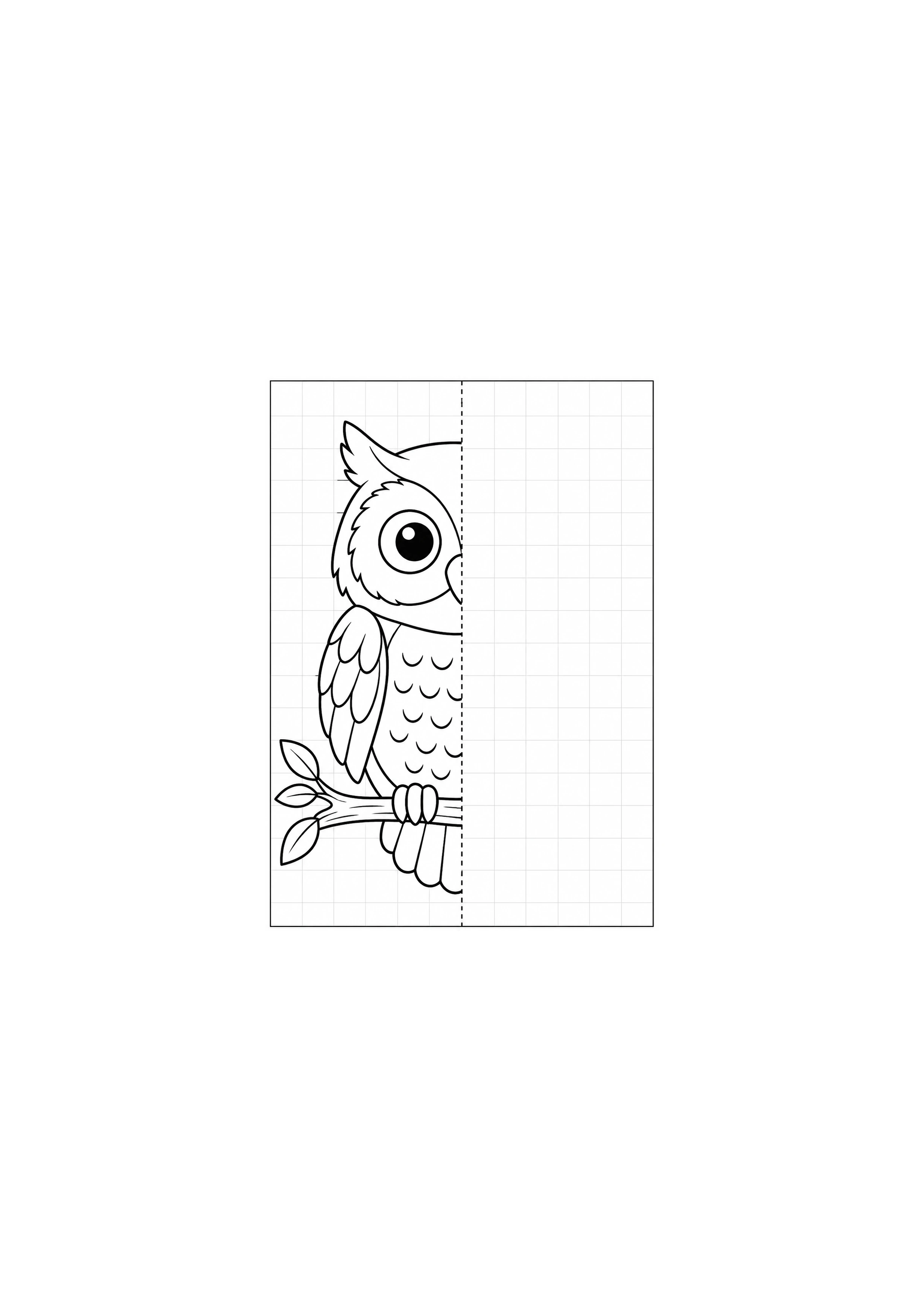 Coloriage hibou sur quadrillage à imprimer