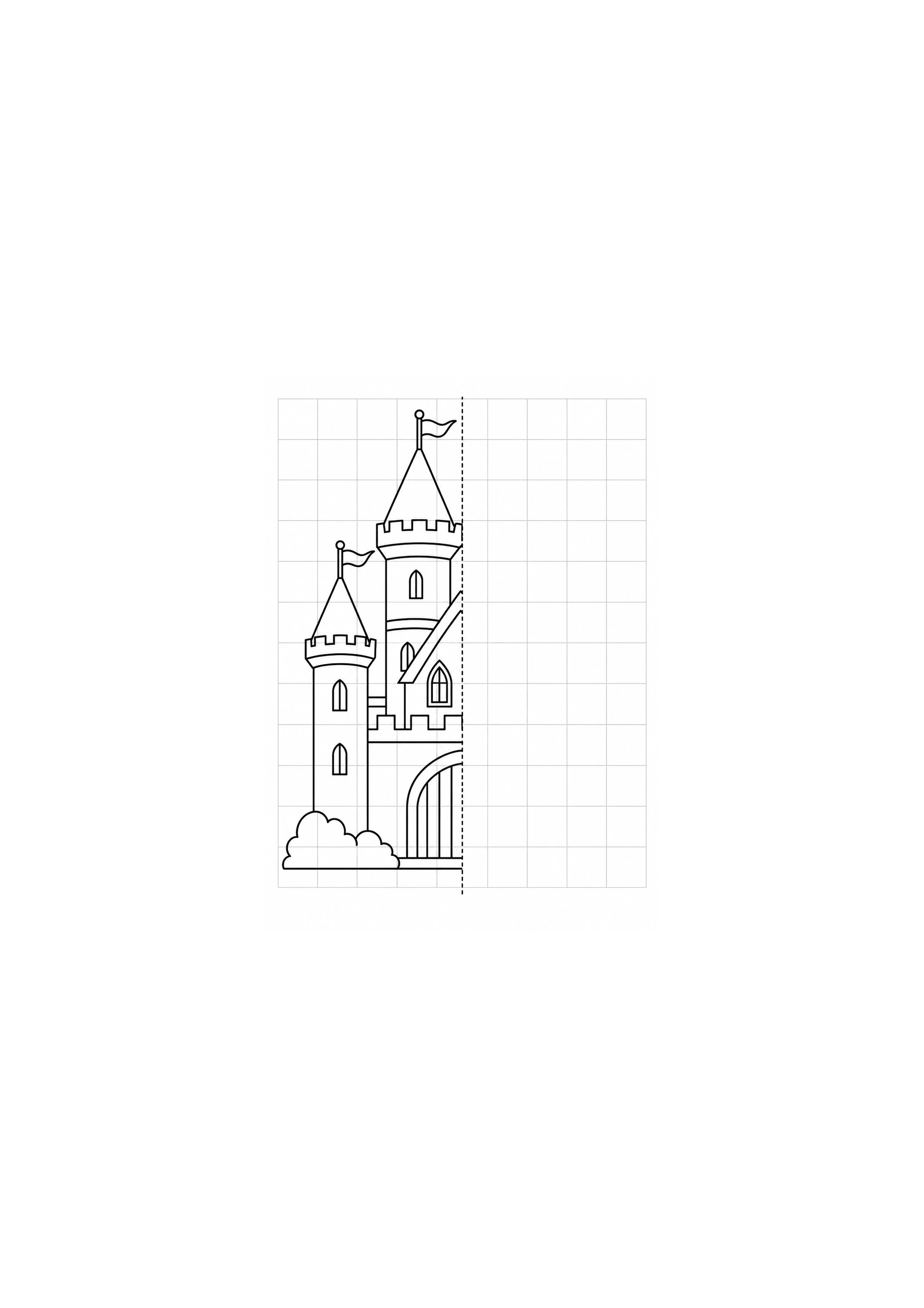 Coloriage château à tours à imprimer